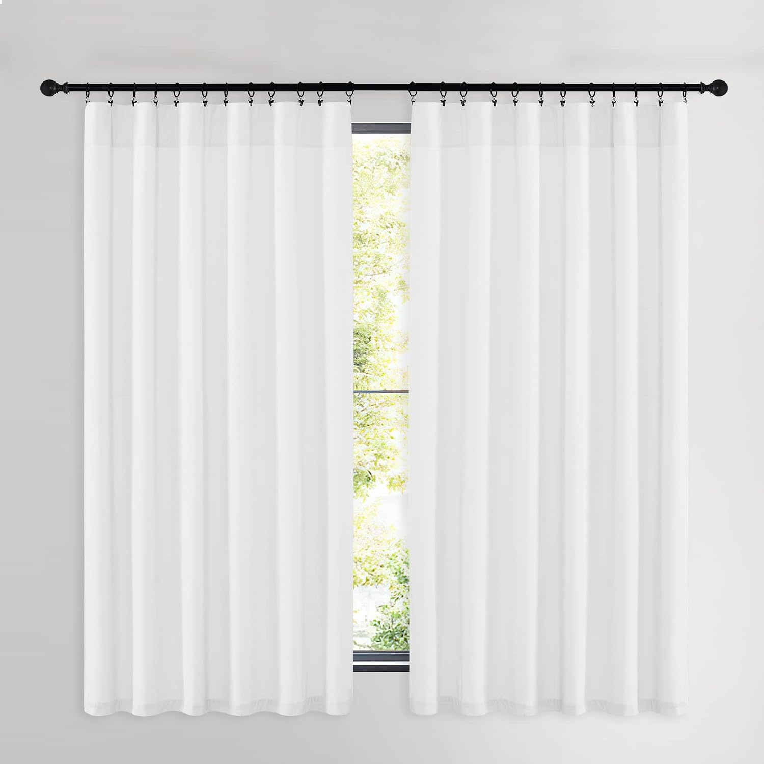 image:imageNICETOWN Black Velvet Blackout Curtains 96 inch Long 2 PanelsWhite Series Pure White