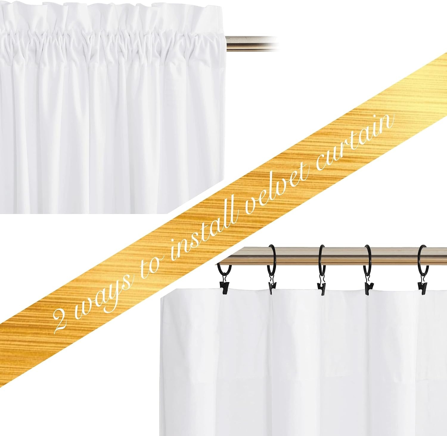 image:imageNICETOWN Black Velvet Blackout Curtains 96 inch Long 2 PanelsWhite Series Pure White