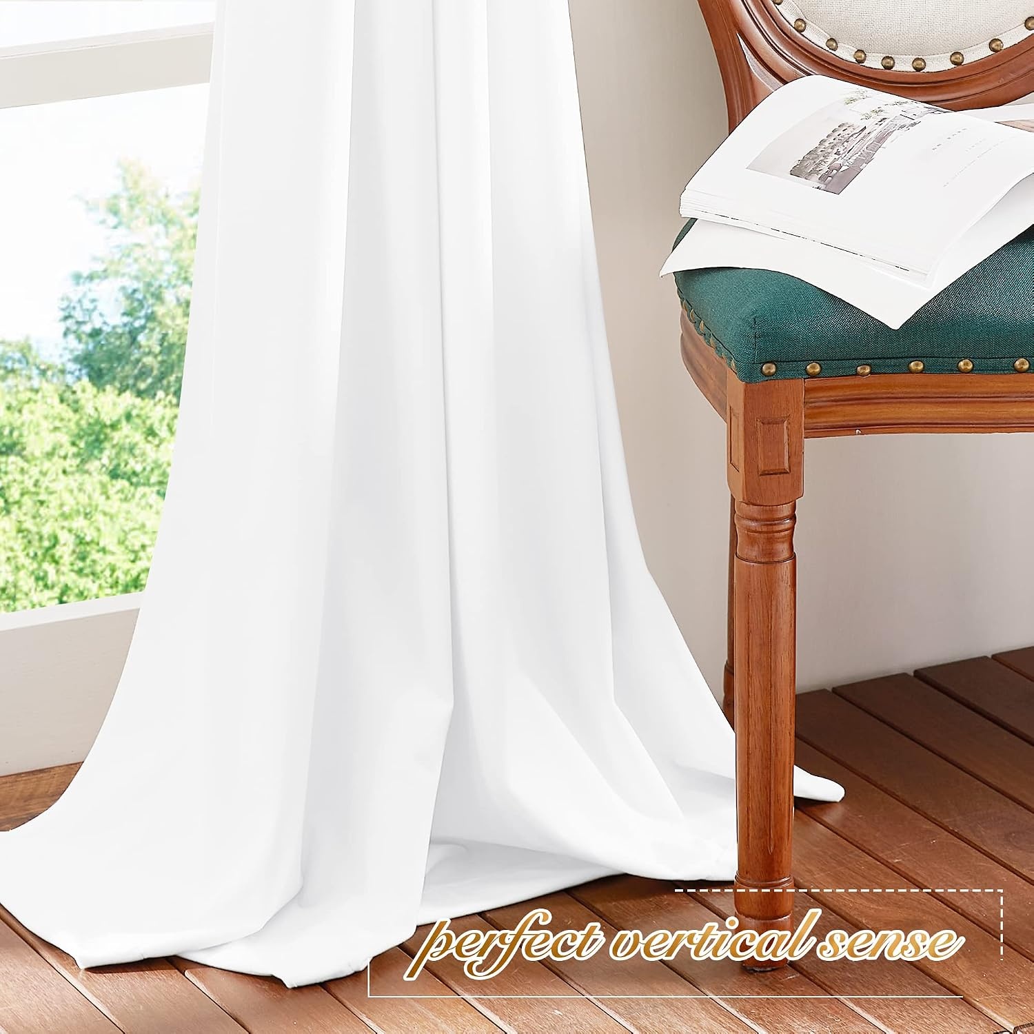 image:imageNICETOWN Black Velvet Blackout Curtains 96 inch Long 2 PanelsWhite Series Pure White