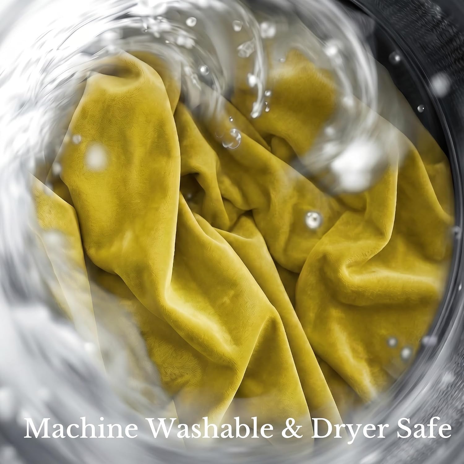 image:imageNICETOWN Black Velvet Blackout Curtains 96 inch Long 2 PanelsYellow Green Series Chartreuse Yellow