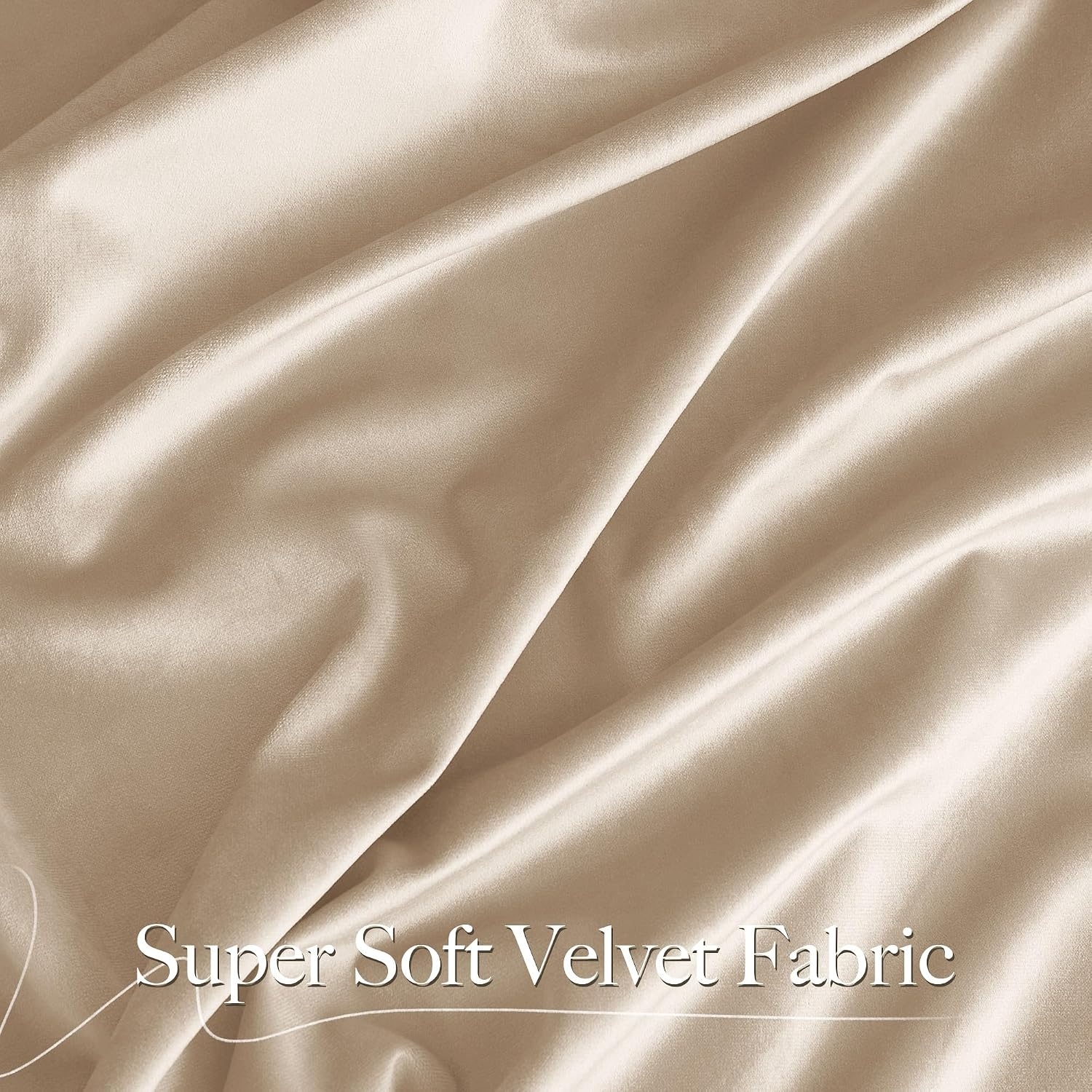 image:imageNICETOWN Black Velvet Blackout Curtains 96 inch Long 2 PanelsYellow Series Beige