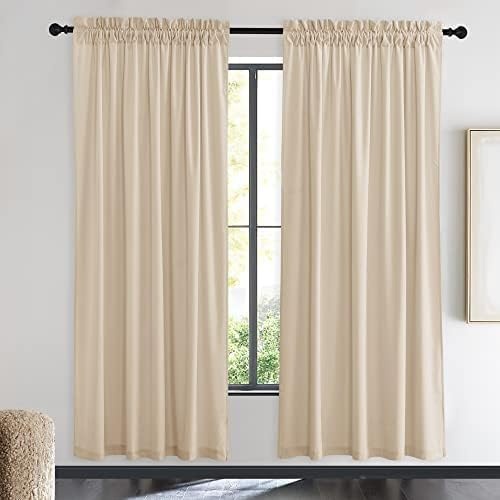 image:imageNICETOWN Black Velvet Blackout Curtains 96 inch Long 2 PanelsYellow Series Beige