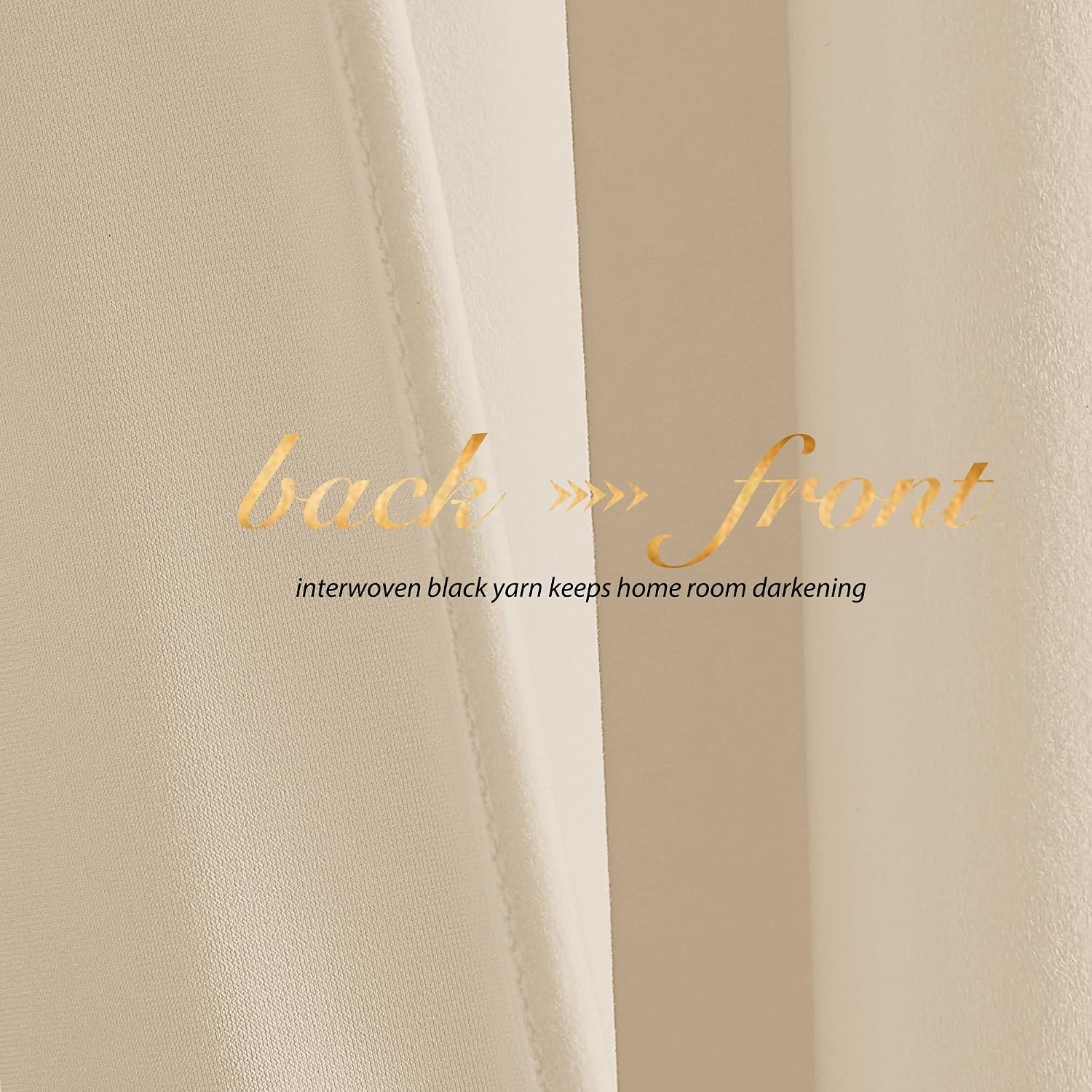 image:imageNICETOWN Black Velvet Blackout Curtains 96 inch Long 2 PanelsYellow Series Beige