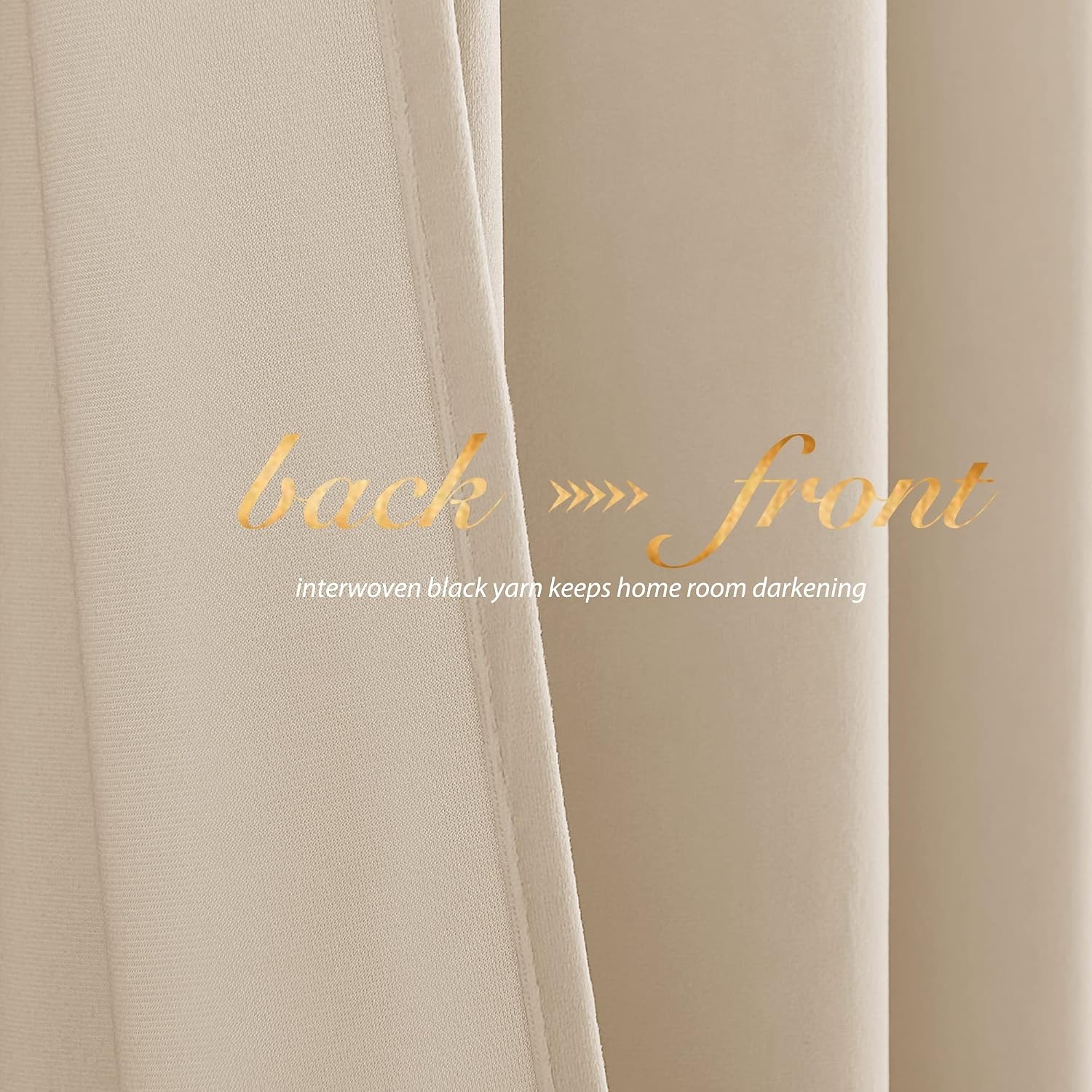 image:imageNICETOWN Black Velvet Blackout Curtains 96 inch Long 2 PanelsYellow Series Beige