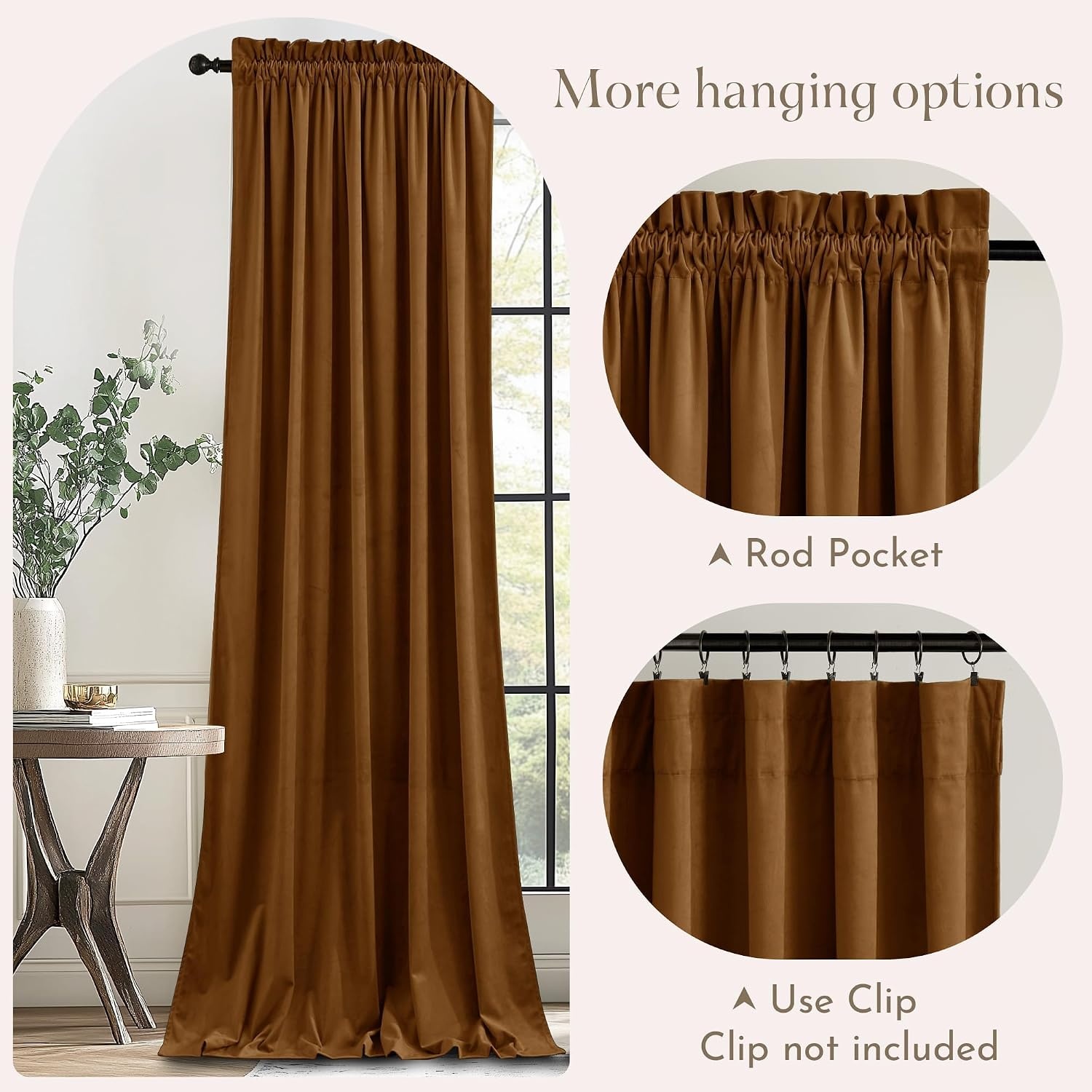 image:imageNICETOWN Black Velvet Blackout Curtains 96 inch Long 2 PanelsYellow Series Bronze