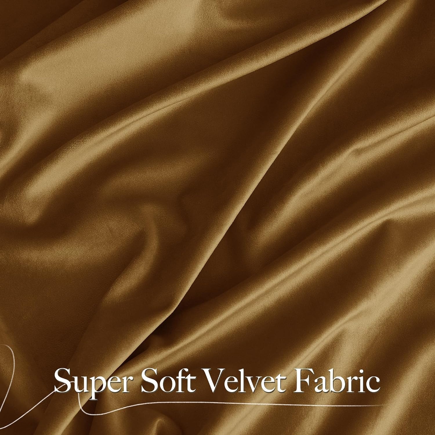 image:imageNICETOWN Black Velvet Blackout Curtains 96 inch Long 2 PanelsYellow Series Gold Brown