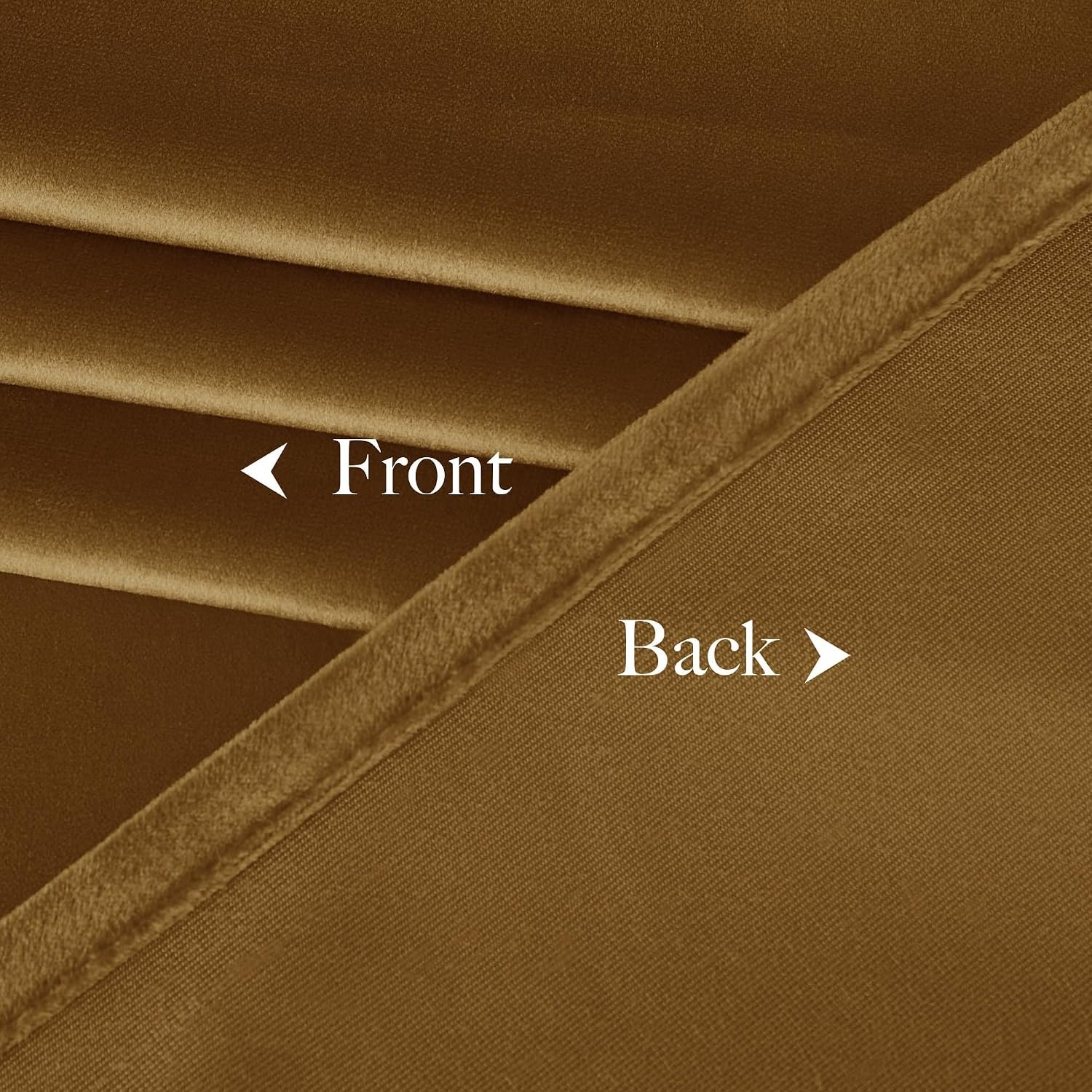 image:imageNICETOWN Black Velvet Blackout Curtains 96 inch Long 2 PanelsYellow Series Gold Brown