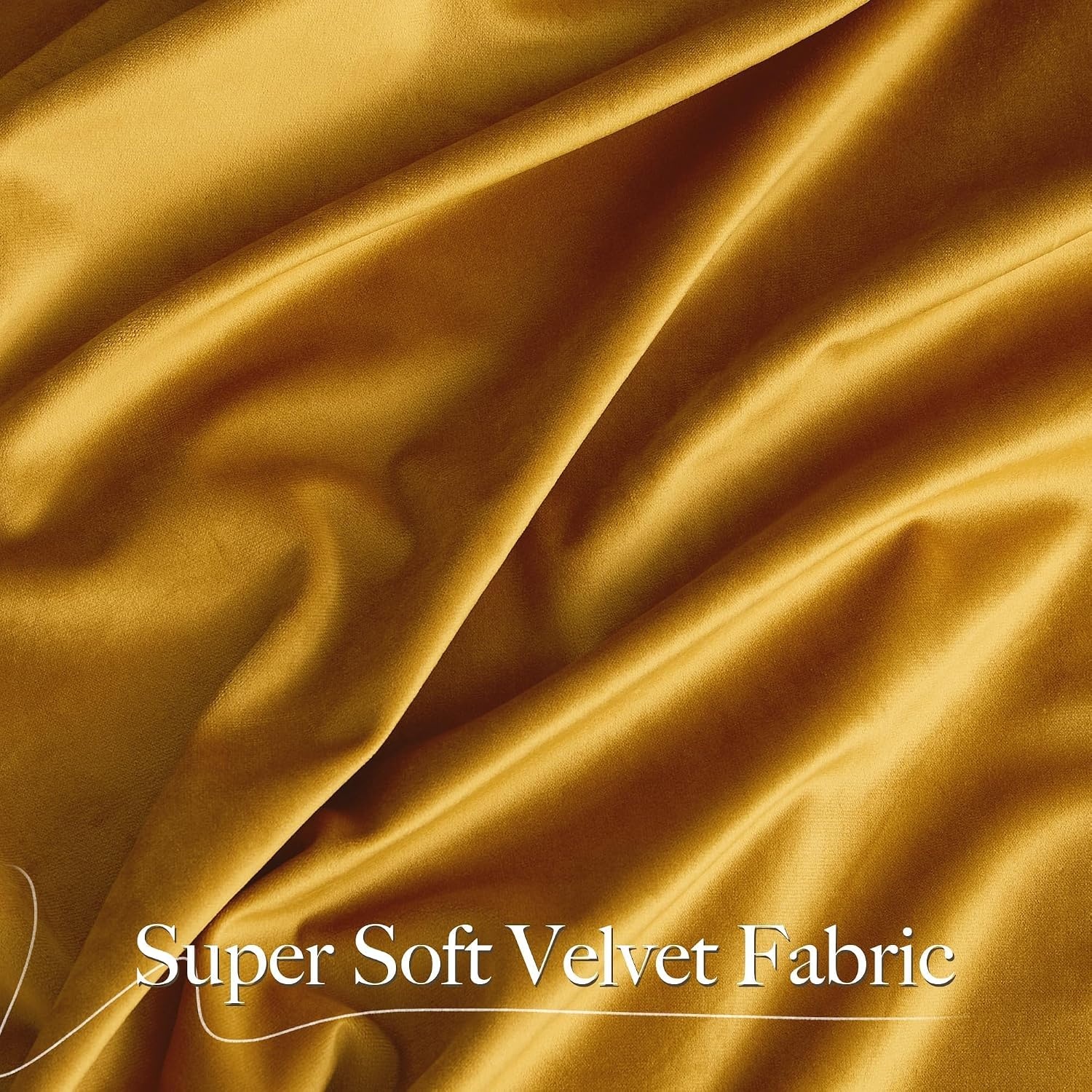 image:imageNICETOWN Black Velvet Blackout Curtains 96 inch Long 2 PanelsYellow Series Mustard Gold
