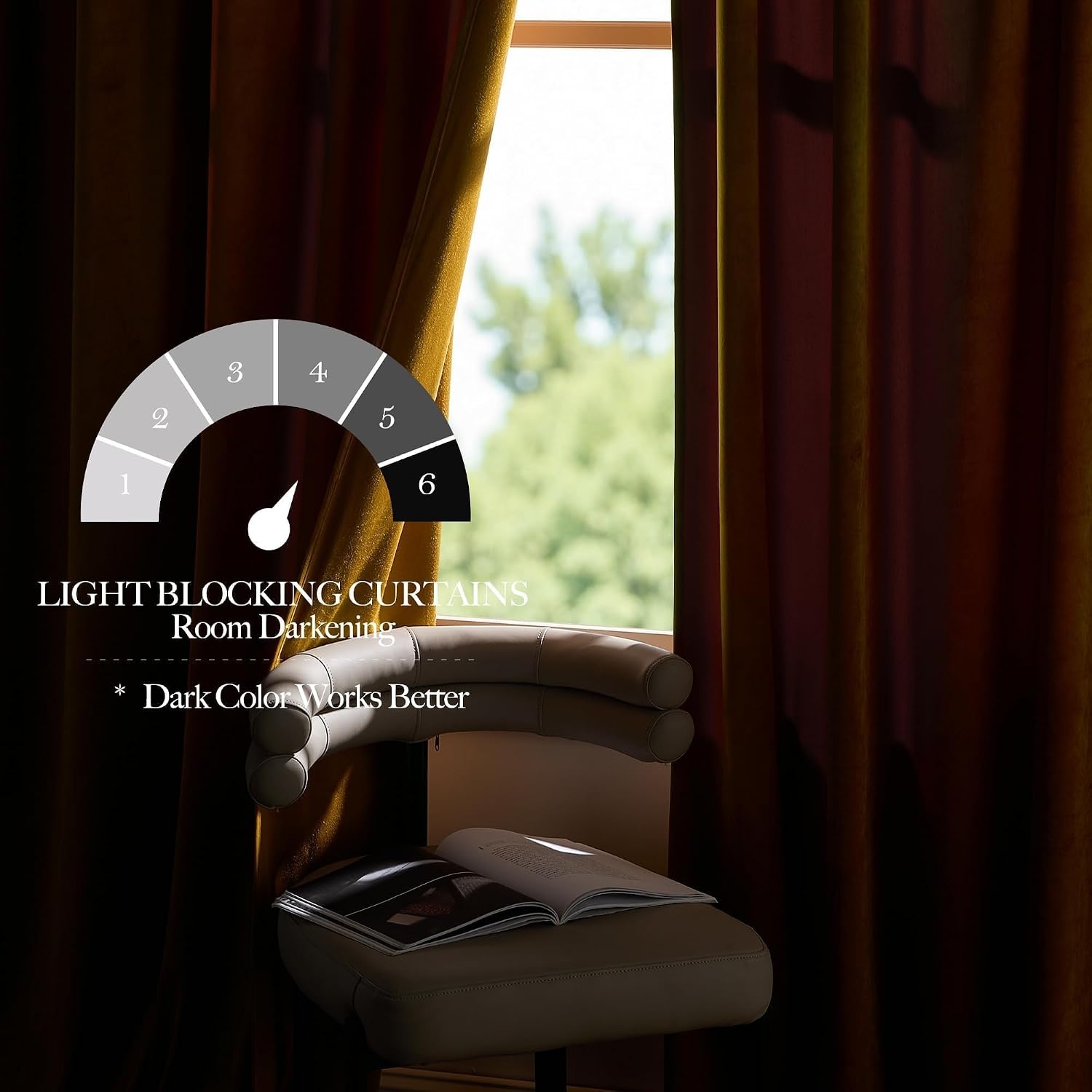 image:imageNICETOWN Black Velvet Blackout Curtains 96 inch Long 2 PanelsYellow Series Mustard Gold