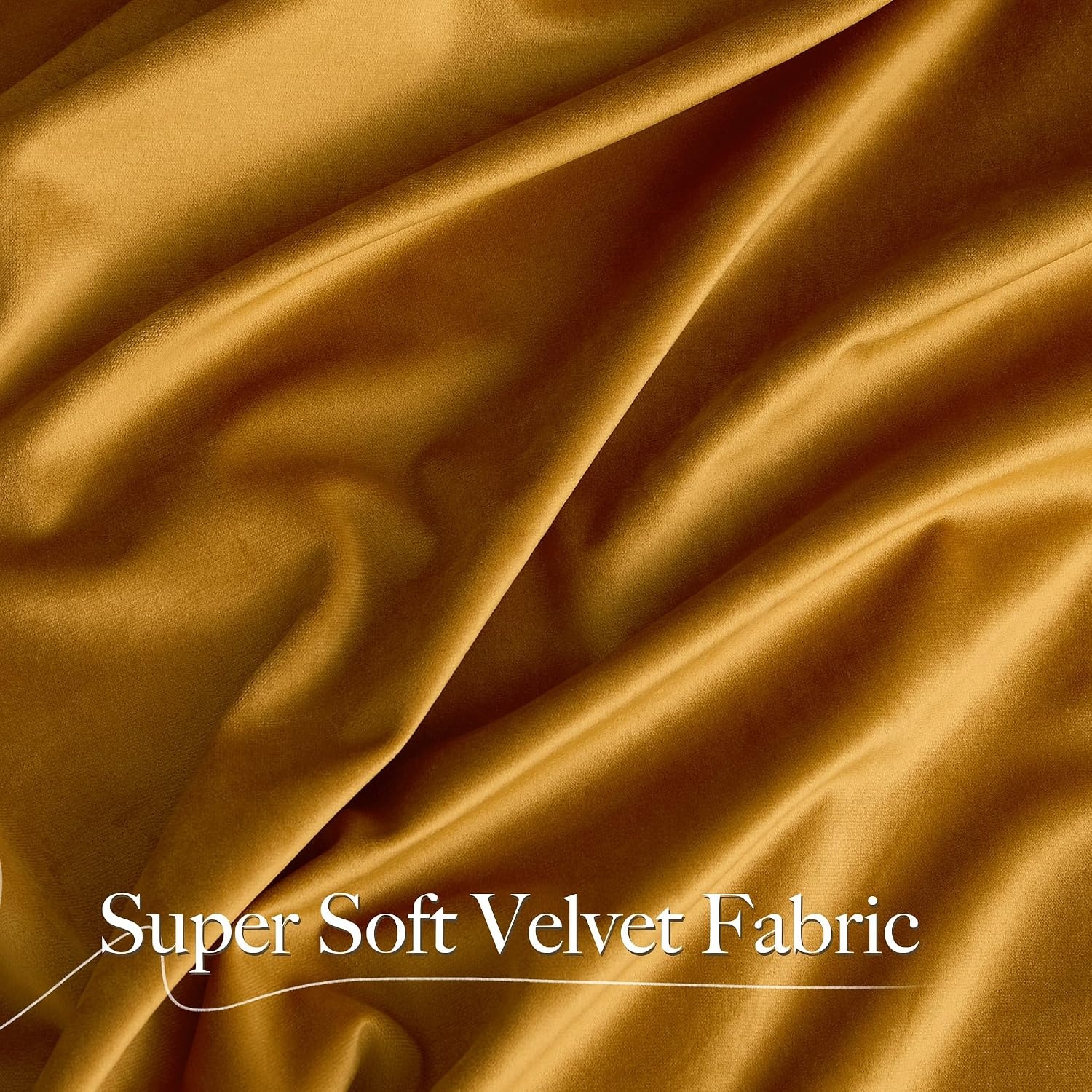 image:imageNICETOWN Black Velvet Blackout Curtains 96 inch Long 2 PanelsYellow Series Mustard Yellow