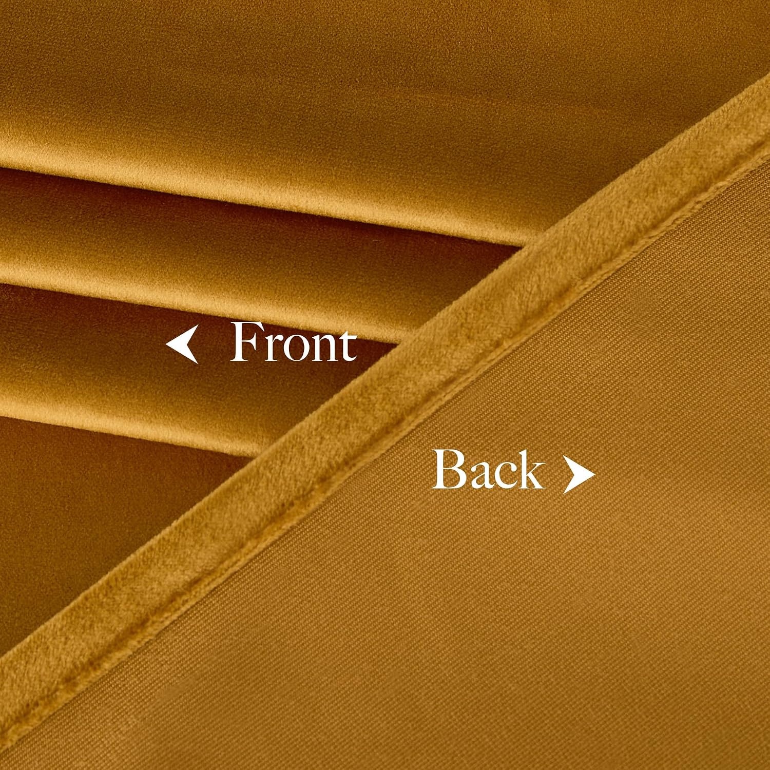image:imageNICETOWN Black Velvet Blackout Curtains 96 inch Long 2 PanelsYellow Series Mustard Yellow