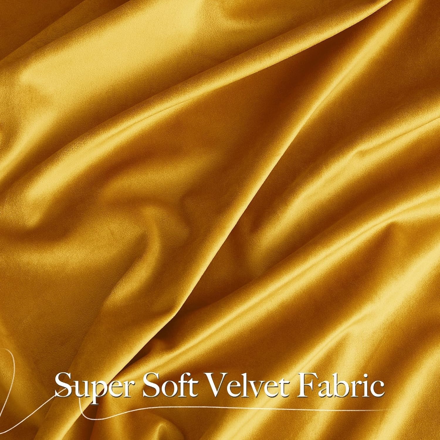 image:imageNICETOWN Black Velvet Blackout Curtains 96 inch Long 2 PanelsYellow Series Yellowish Gold