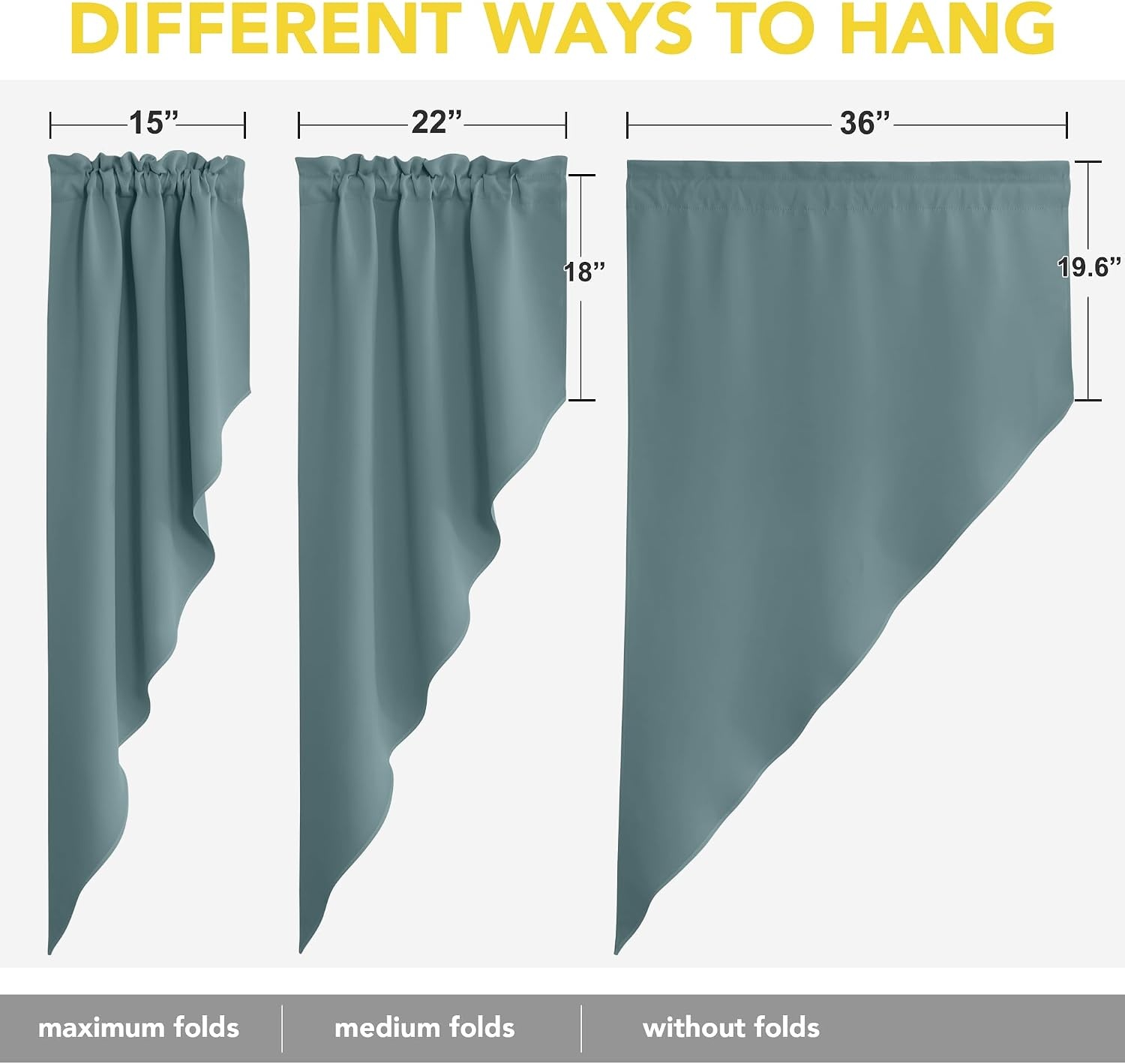 image:imageNICETOWN Blackout Window Treatment Pole Pocket Kitchen Tier Curtains Tailored Scalloped ValanceSwags for Living Room One Pair 36 Wide by 63inches Long Each Panel GreyGreyish Blue