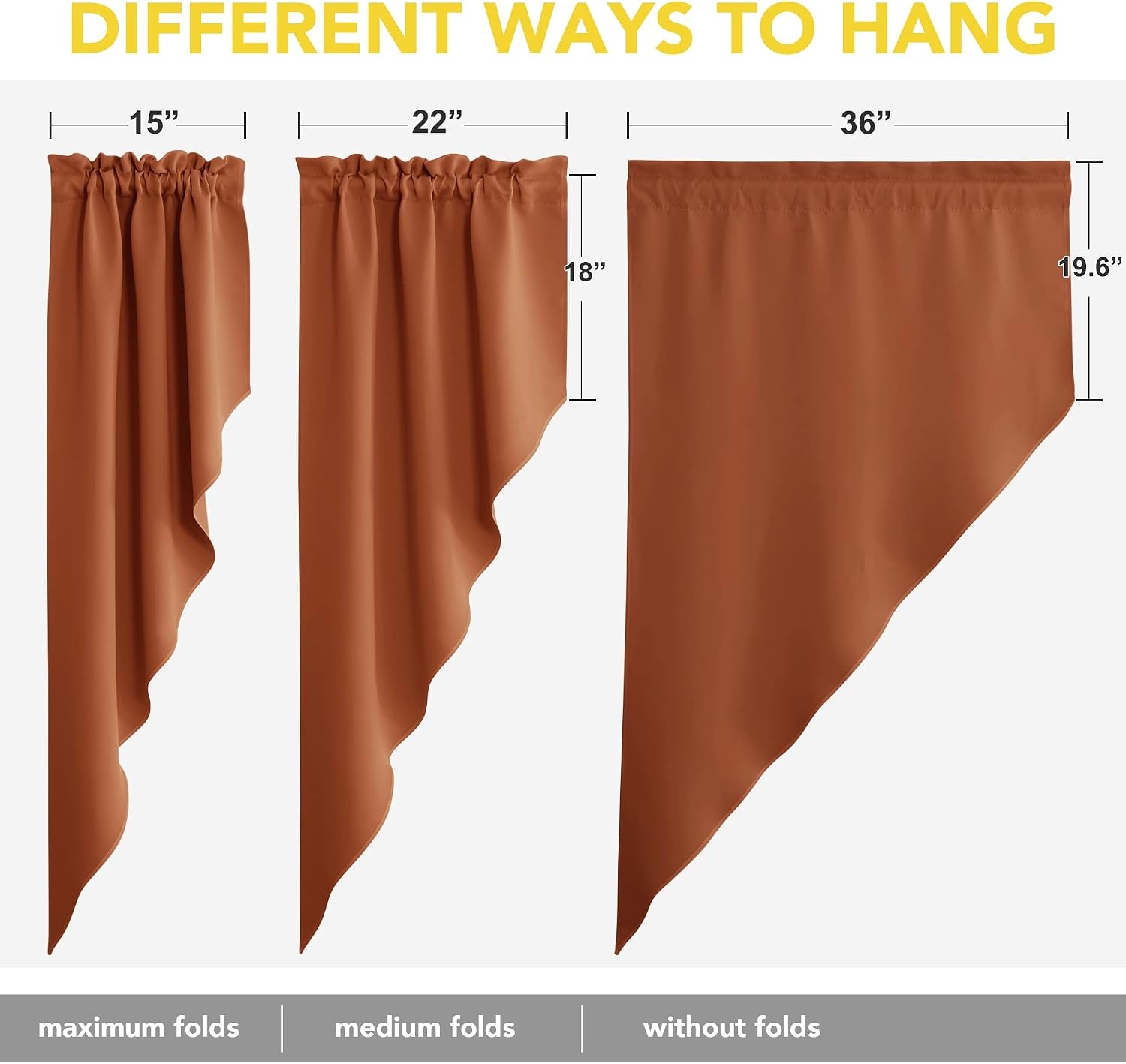 image:imageNICETOWN Blackout Window Treatment Pole Pocket Kitchen Tier Curtains Tailored Scalloped ValanceSwags for Living Room One Pair 36 Wide by 63inches Long Each Panel GreyBurnt Orange