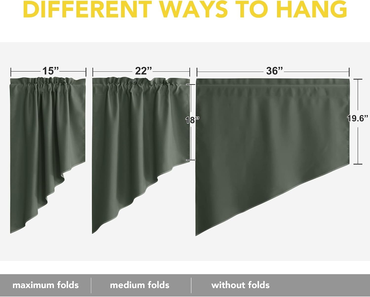 image:imageNICETOWN Blackout Window Treatment Pole Pocket Kitchen Tier Curtains Tailored Scalloped ValanceSwags for Living Room One Pair 36 Wide by 63inches Long Each Panel GreyDark Mallard