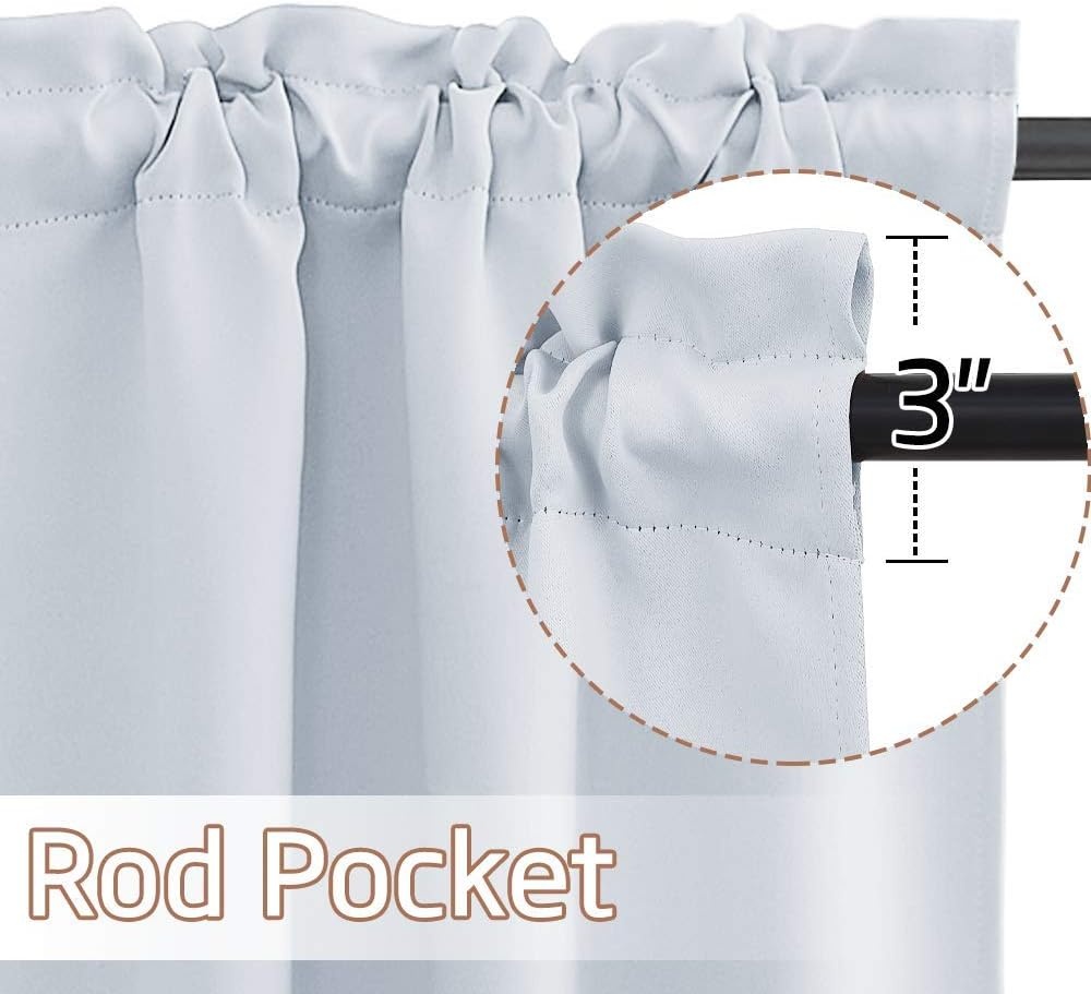 image:imageNICETOWN Blackout Window Treatment Pole Pocket Kitchen Tier Curtains Tailored Scalloped ValanceSwags for Living Room One Pair 36 Wide by 63inches Long Each Panel GreyGreyish White