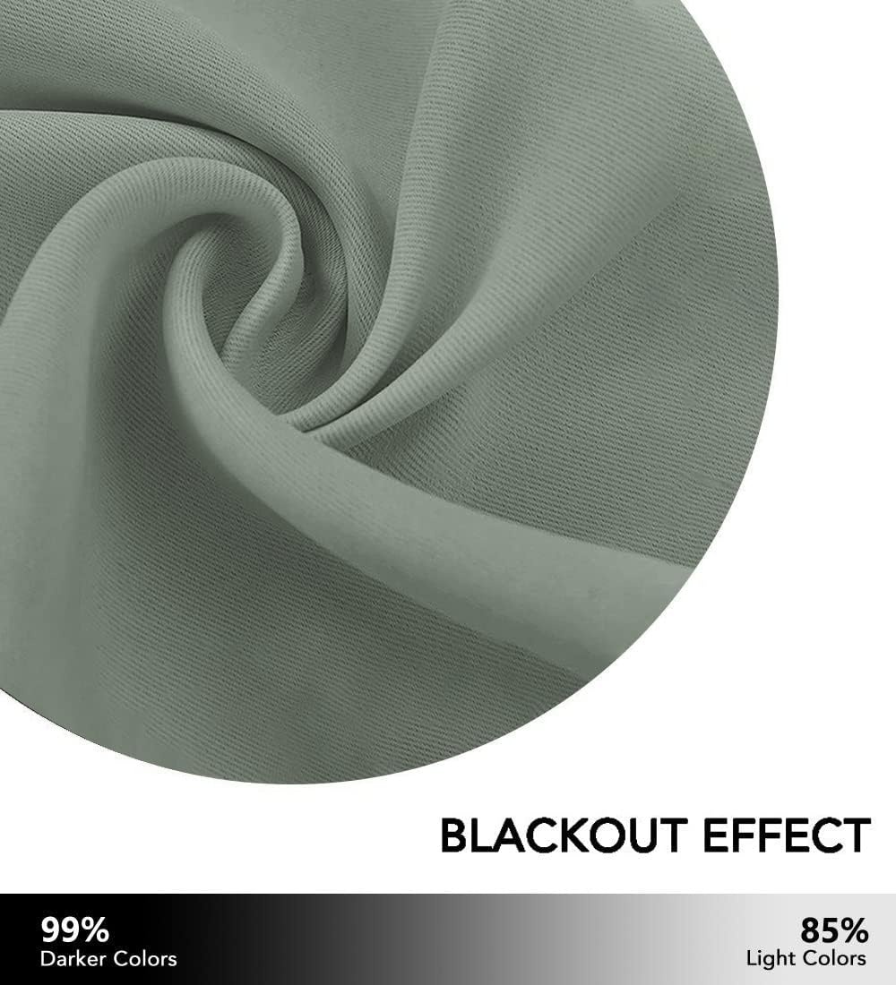 image:imageNICETOWN Blackout Window Treatment Pole Pocket Kitchen Tier Curtains Tailored Scalloped ValanceSwags for Living Room One Pair 36 Wide by 63inches Long Each Panel GreyGreyish Green