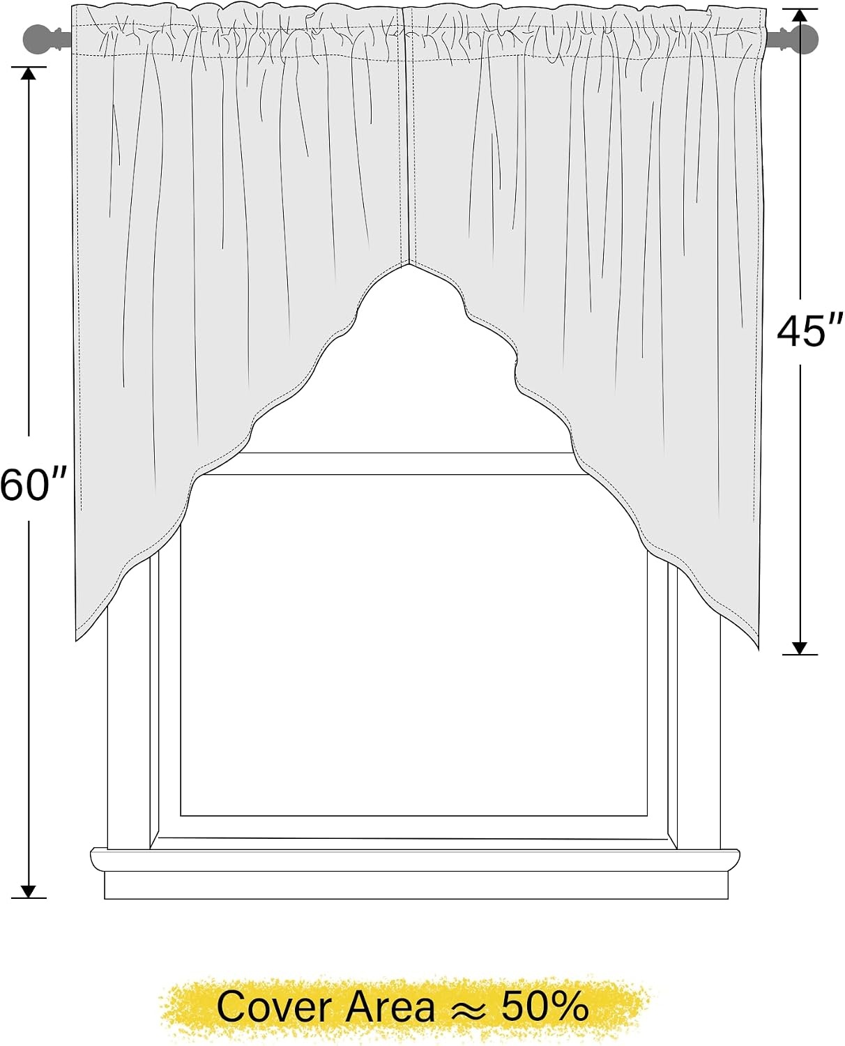 image:imageNICETOWN Blackout Window Treatment Pole Pocket Kitchen Tier Curtains Tailored Scalloped ValanceSwags for Living Room One Pair 36 Wide by 63inches Long Each Panel GreySilver Grey