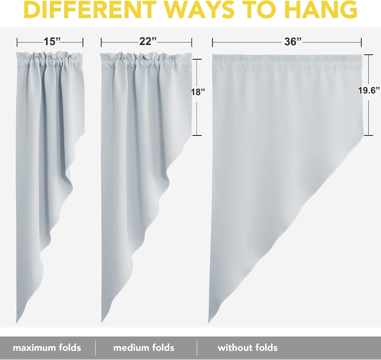 image:imageNICETOWN Blackout Window Treatment Pole Pocket Kitchen Tier Curtains Tailored Scalloped ValanceSwags for Living Room One Pair 36 Wide by 63inches Long Each Panel GreyGreyish White