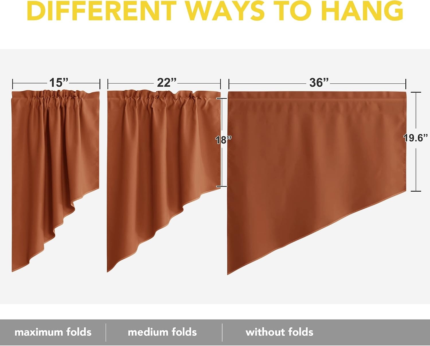 image:imageNICETOWN Blackout Window Treatment Pole Pocket Kitchen Tier Curtains Tailored Scalloped ValanceSwags for Living Room One Pair 36 Wide by 63inches Long Each Panel GreyBurnt Orange