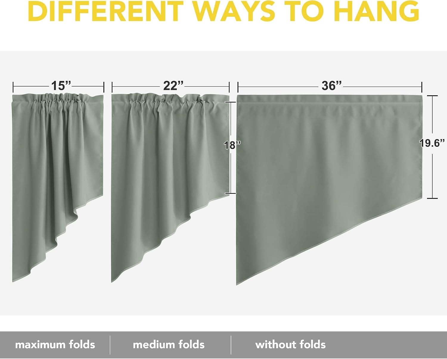 image:imageNICETOWN Blackout Window Treatment Pole Pocket Kitchen Tier Curtains Tailored Scalloped ValanceSwags for Living Room One Pair 36 Wide by 63inches Long Each Panel GreyGreyish Green