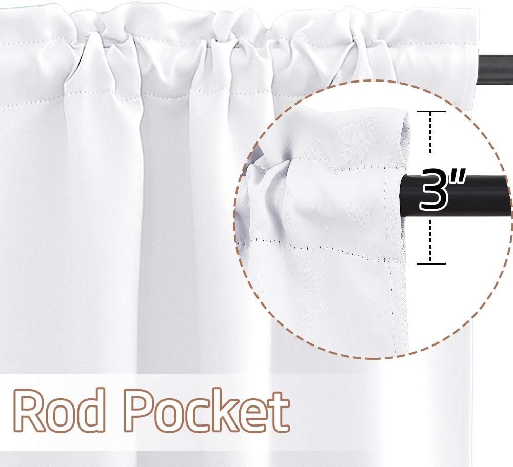 image:imageNICETOWN Blackout Window Treatment Pole Pocket Kitchen Tier Curtains Tailored Scalloped ValanceSwags for Living Room One Pair 36 Wide by 63inches Long Each Panel GreyPure White