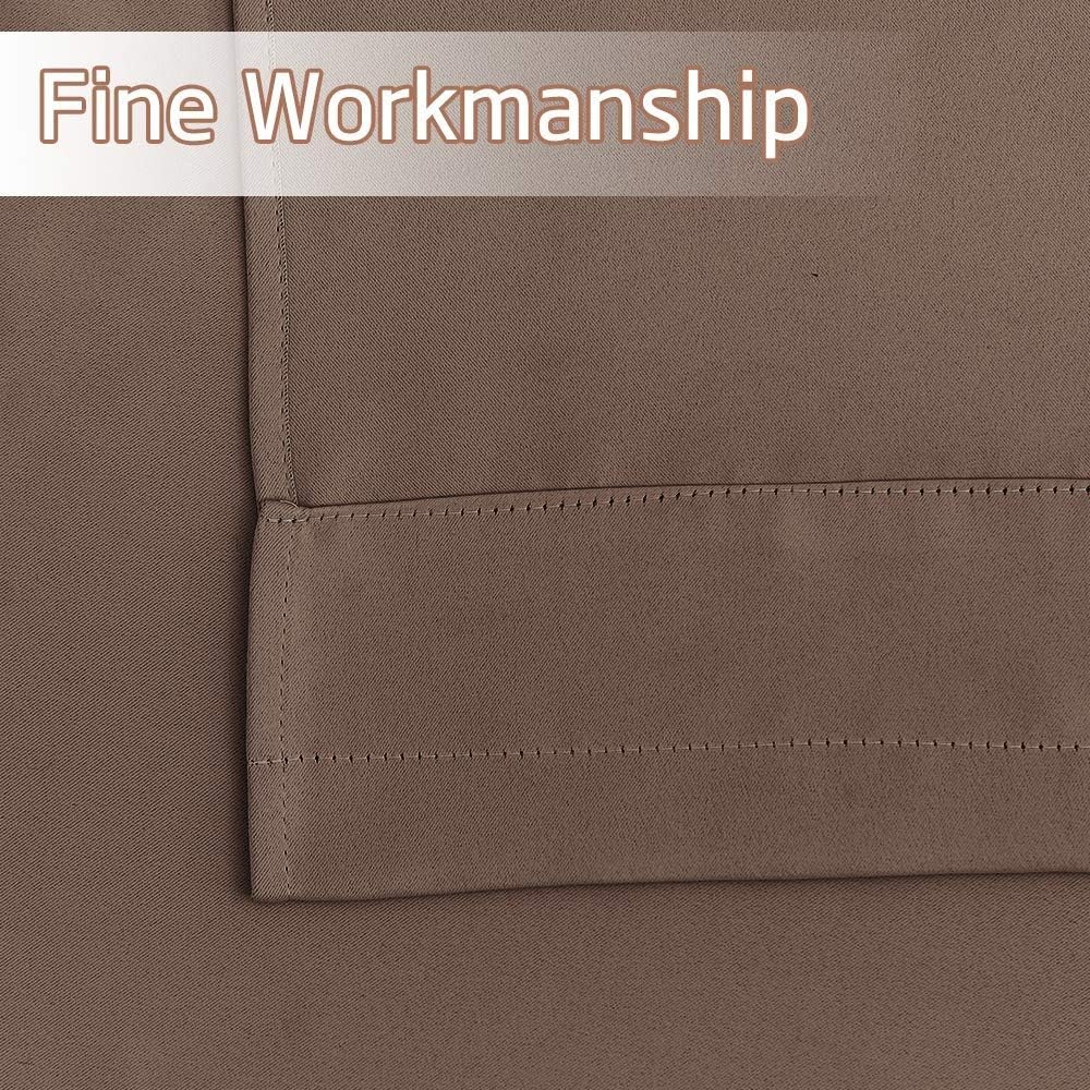 image:imageNICETOWN Blackout Window Treatment Pole Pocket Kitchen Tier Curtains Tailored Scalloped ValanceSwags for Living Room One Pair 36 Wide by 63inches Long Each Panel GreyCappuccino