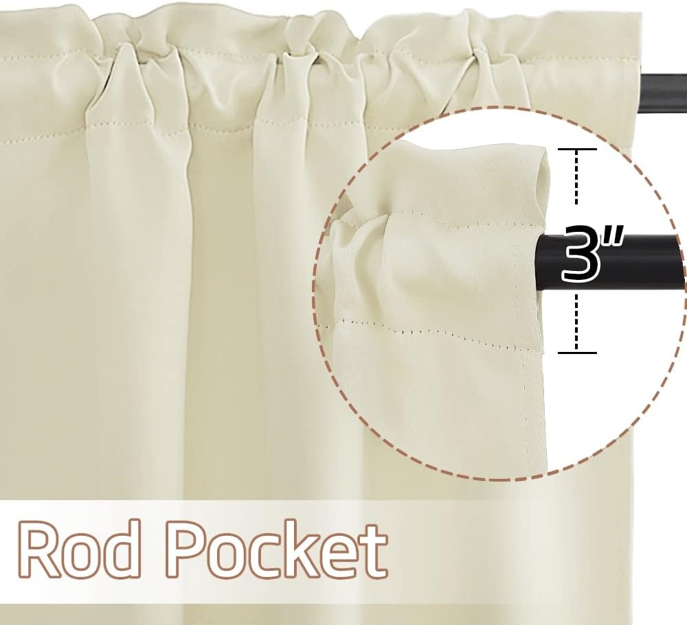 image:imageNICETOWN Blackout Window Treatment Pole Pocket Kitchen Tier Curtains Tailored Scalloped ValanceSwags for Living Room One Pair 36 Wide by 63inches Long Each Panel GreyLight Beige