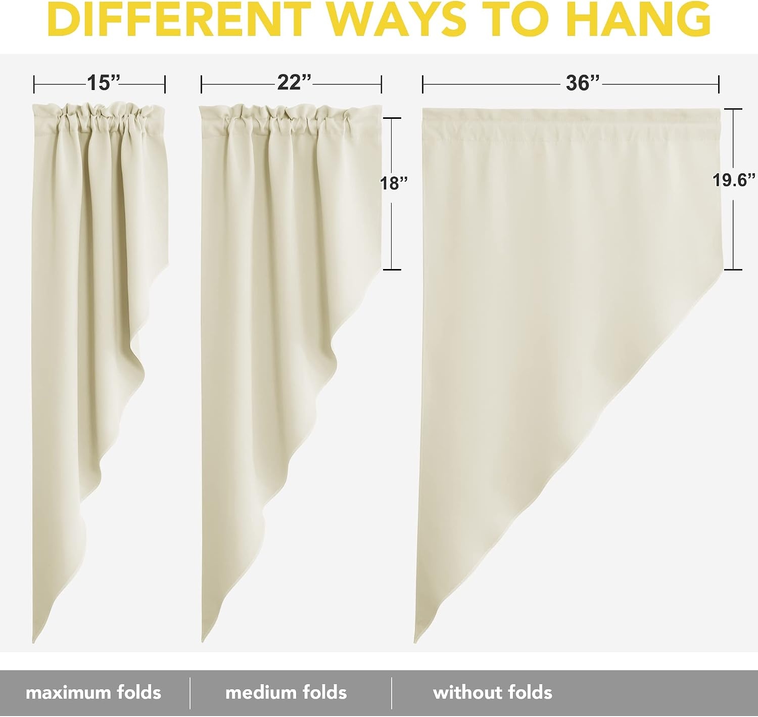 image:imageNICETOWN Blackout Window Treatment Pole Pocket Kitchen Tier Curtains Tailored Scalloped ValanceSwags for Living Room One Pair 36 Wide by 63inches Long Each Panel GreyLight Beige