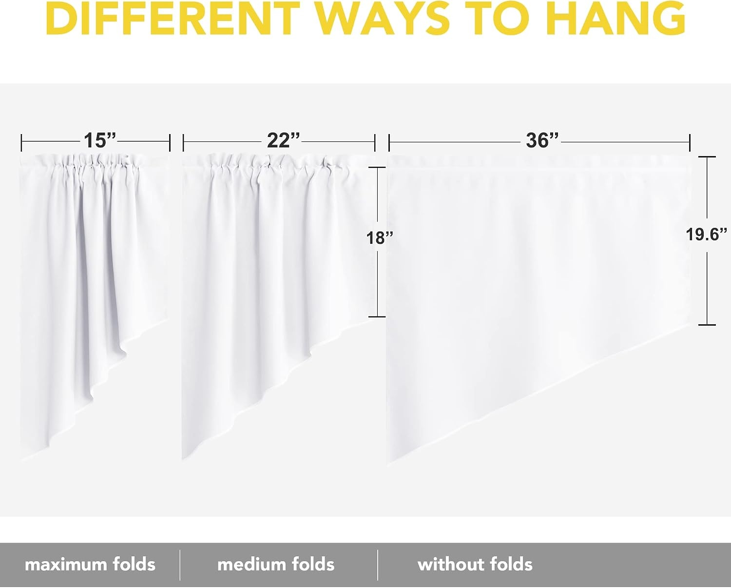image:imageNICETOWN Blackout Window Treatment Pole Pocket Kitchen Tier Curtains Tailored Scalloped ValanceSwags for Living Room One Pair 36 Wide by 63inches Long Each Panel GreyPure White