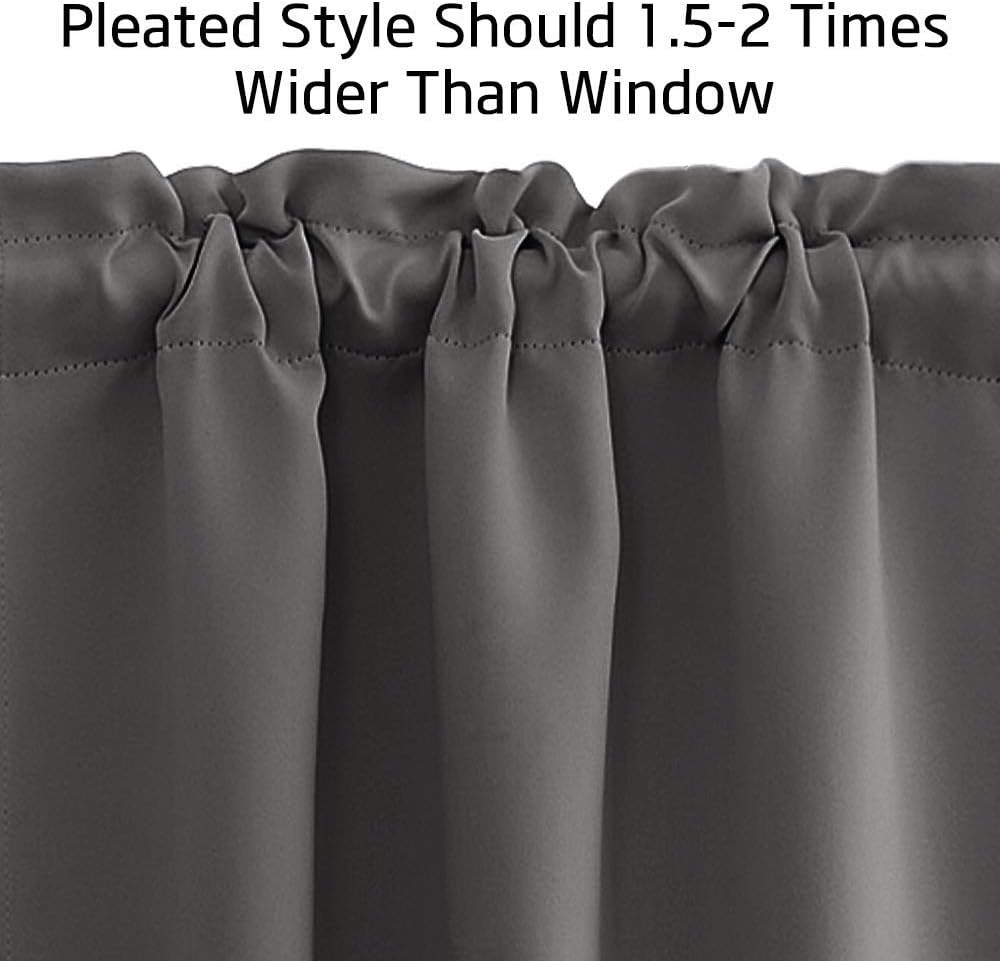 image:imageNICETOWN Blackout Window Treatment Pole Pocket Kitchen Tier Curtains Tailored Scalloped ValanceSwags for Living Room One Pair 36 Wide by 63inches Long Each Panel GreyGrey