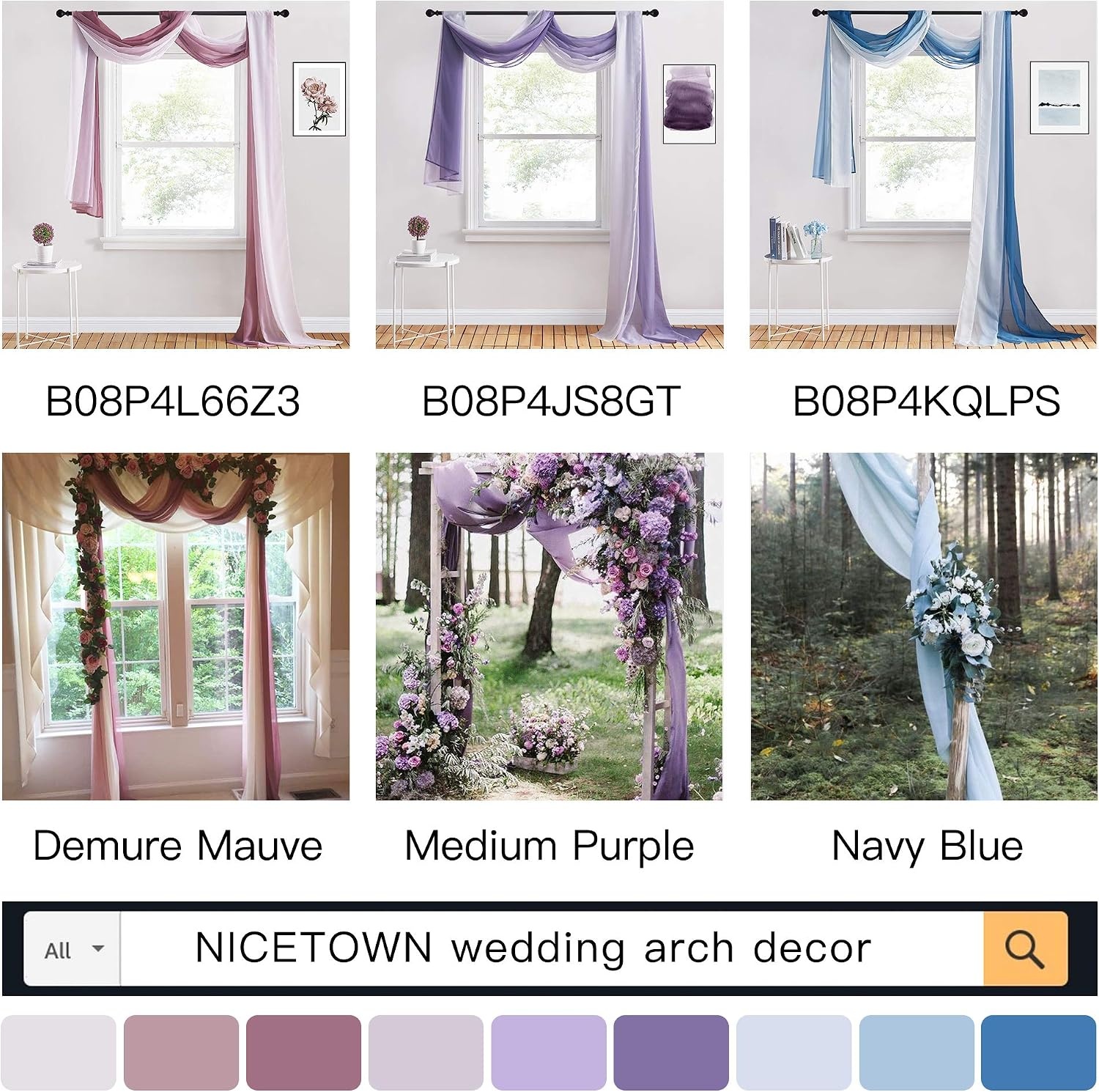 image:imageNICETOWN Blackout Window Treatment Pole Pocket Kitchen Tier Curtains Tailored Scalloped ValanceSwags for Living Room One Pair 36 Wide by 63inches Long Each Panel GreyCappuccino