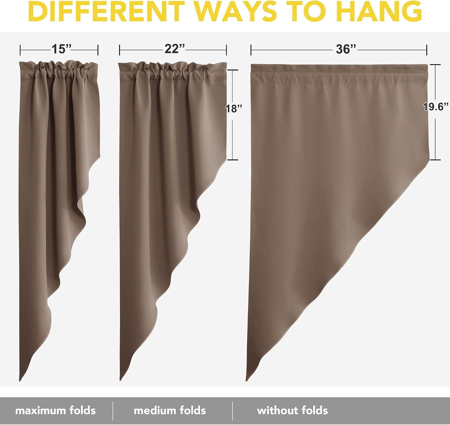 image:imageNICETOWN Blackout Window Treatment Pole Pocket Kitchen Tier Curtains Tailored Scalloped ValanceSwags for Living Room One Pair 36 Wide by 63inches Long Each Panel GreyCappuccino