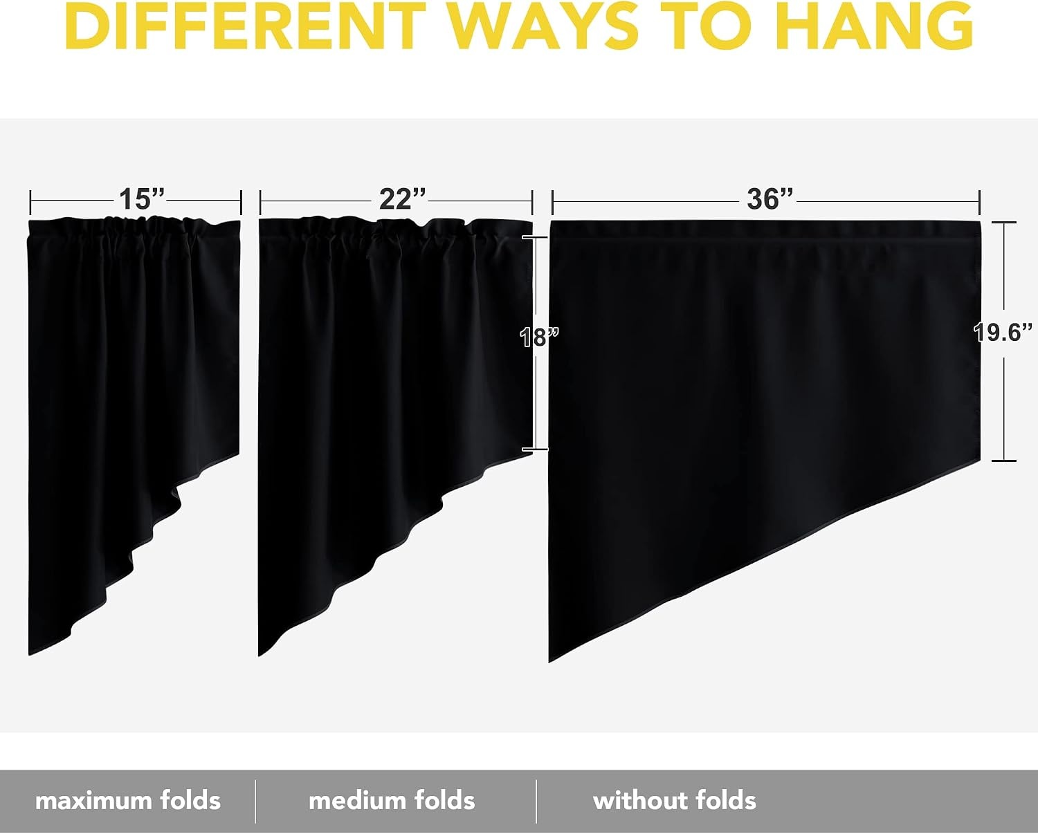 image:imageNICETOWN Blackout Window Treatment Pole Pocket Kitchen Tier Curtains Tailored Scalloped ValanceSwags for Living Room One Pair 36 Wide by 63inches Long Each Panel GreyBlack
