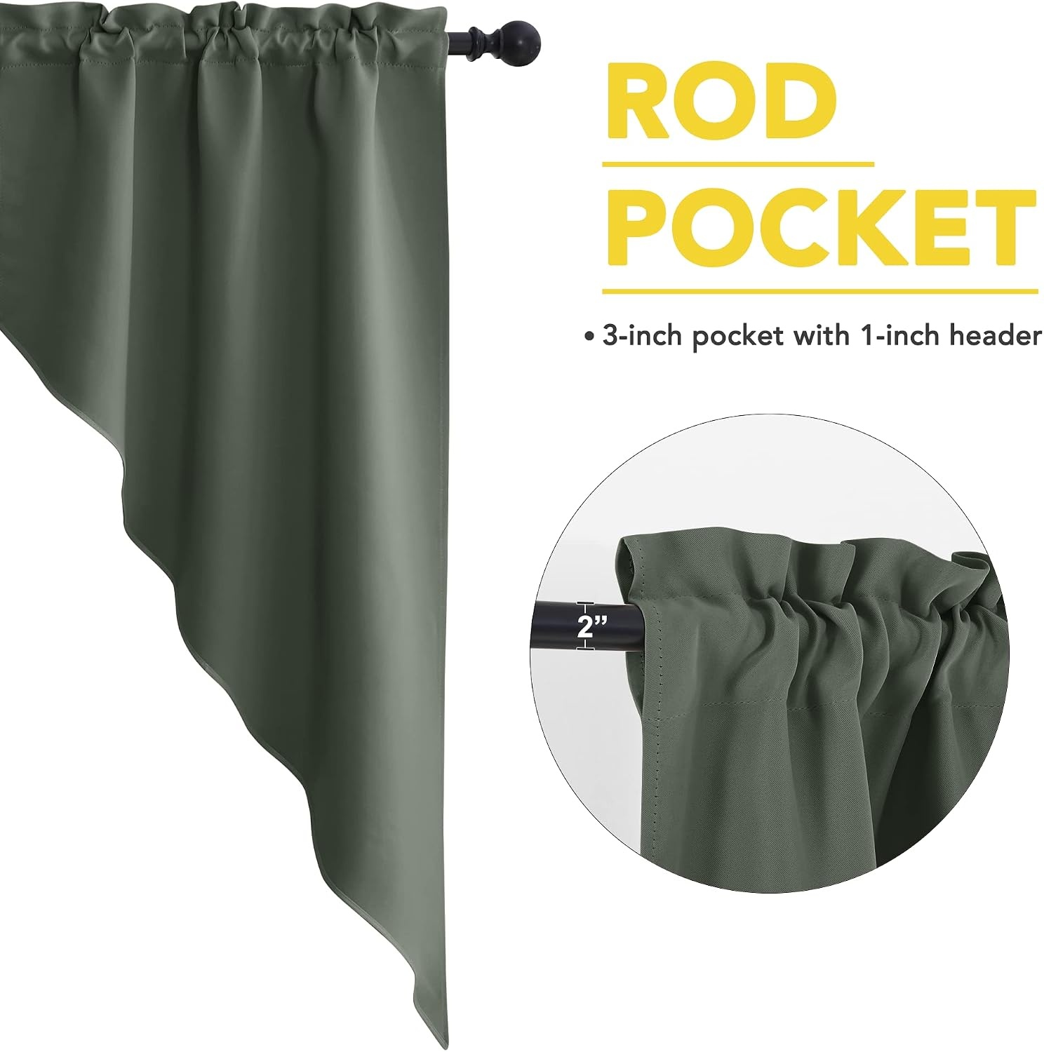 image:imageNICETOWN Blackout Window Treatment Pole Pocket Kitchen Tier Curtains Tailored Scalloped ValanceSwags for Living Room One Pair 36 Wide by 63inches Long Each Panel GreyDark Mallard