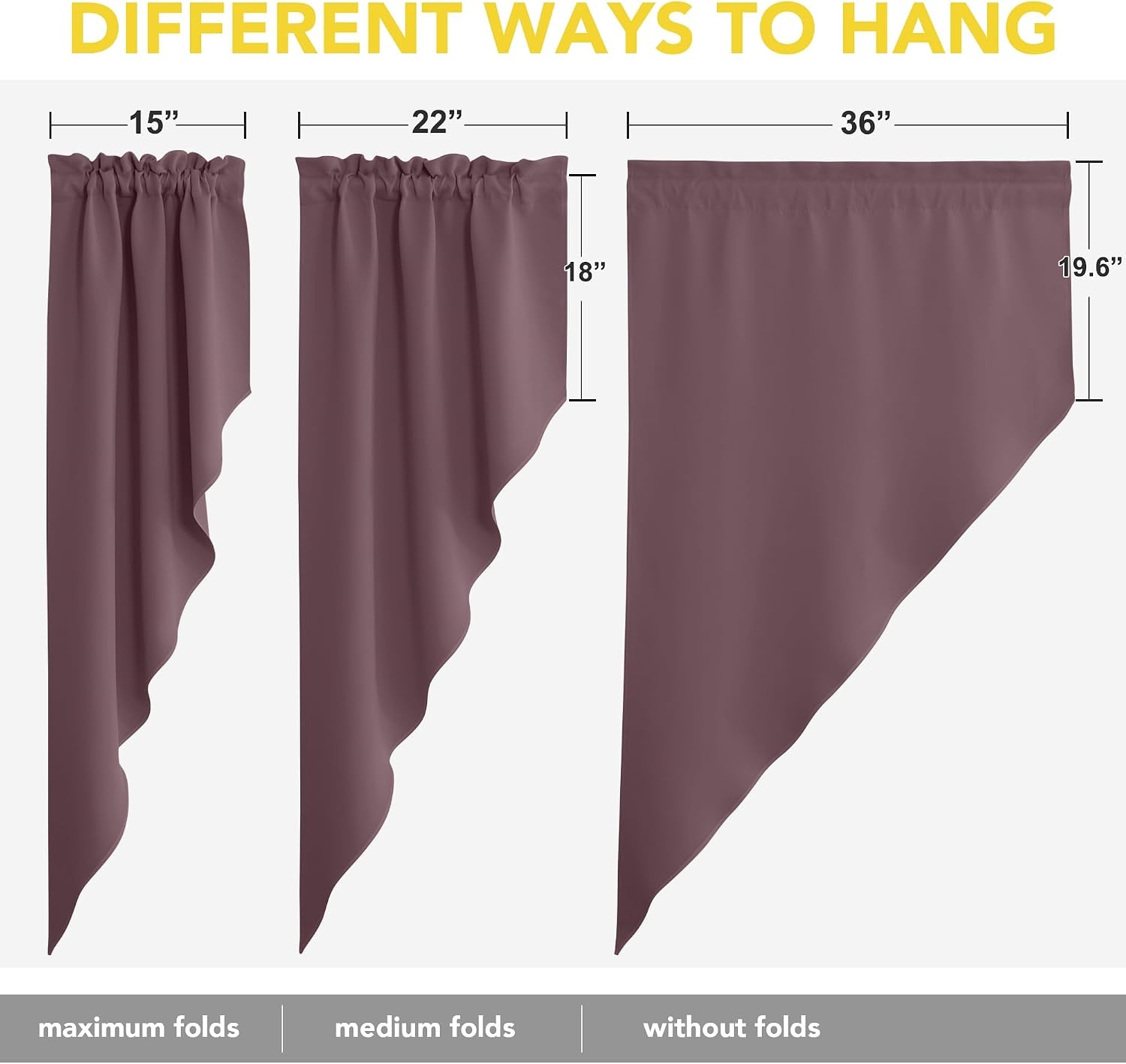 image:imageNICETOWN Blackout Window Treatment Pole Pocket Kitchen Tier Curtains Tailored Scalloped ValanceSwags for Living Room One Pair 36 Wide by 63inches Long Each Panel GreyDry Rose