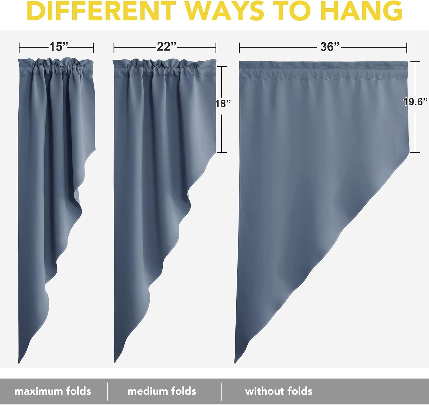 image:imageNICETOWN Blackout Window Treatment Pole Pocket Kitchen Tier Curtains Tailored Scalloped ValanceSwags for Living Room One Pair 36 Wide by 63inches Long Each Panel GreyStone Blue