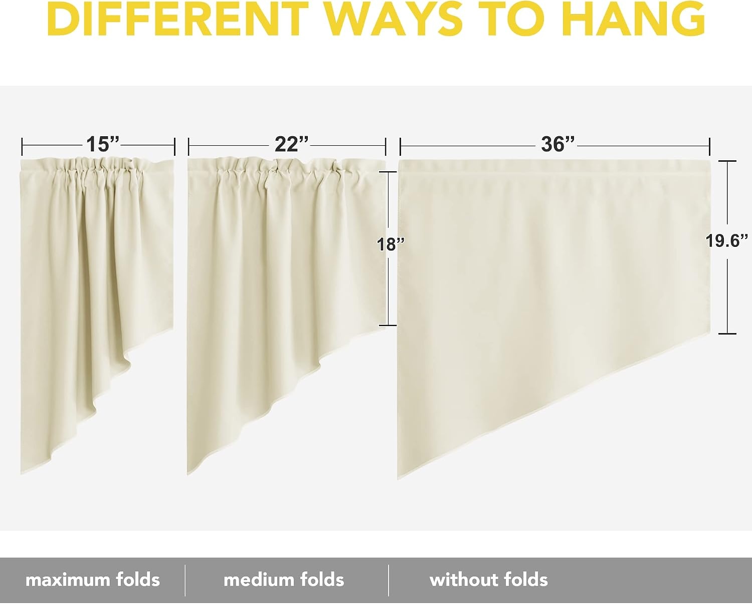image:imageNICETOWN Blackout Window Treatment Pole Pocket Kitchen Tier Curtains Tailored Scalloped ValanceSwags for Living Room One Pair 36 Wide by 63inches Long Each Panel GreyLight Beige