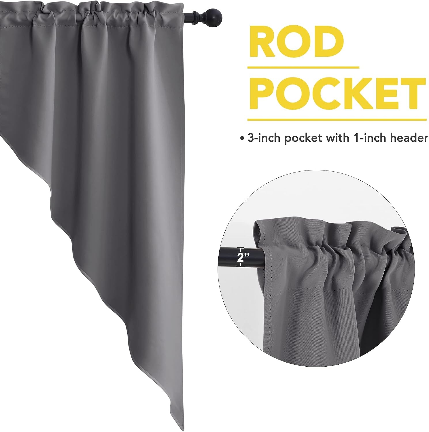 image:imageNICETOWN Blackout Window Treatment Pole Pocket Kitchen Tier Curtains Tailored Scalloped ValanceSwags for Living Room One Pair 36 Wide by 63inches Long Each Panel GreyGrey