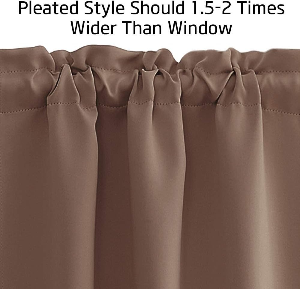 image:imageNICETOWN Blackout Window Treatment Pole Pocket Kitchen Tier Curtains Tailored Scalloped ValanceSwags for Living Room One Pair 36 Wide by 63inches Long Each Panel GreyCappuccino