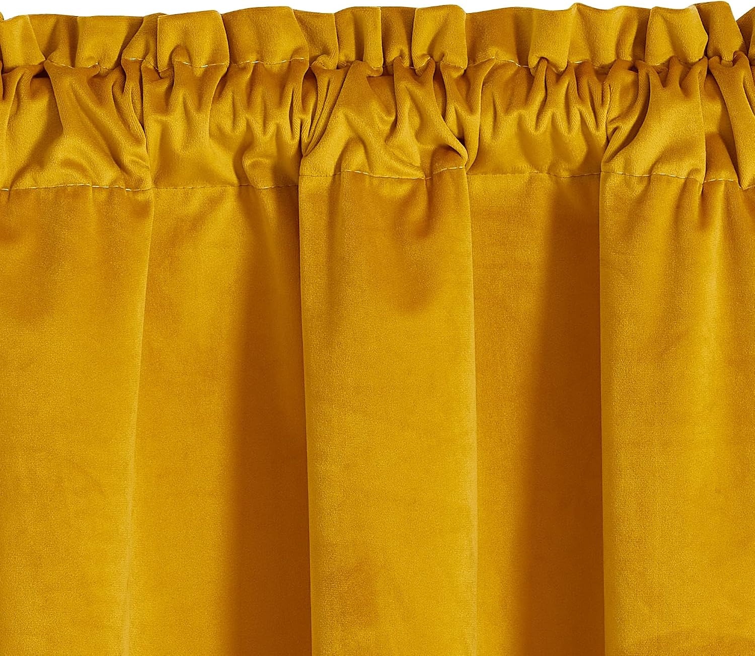 image:imageNICETOWN Blackout Window Treatment Pole Pocket Kitchen Tier Curtains Tailored Scalloped ValanceSwags for Living Room One Pair 36 Wide by 63inches Long Each Panel GreyVelvet Gold