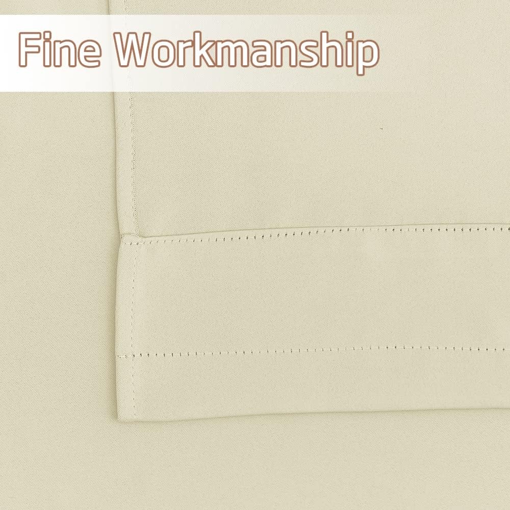 image:imageNICETOWN Blackout Window Treatment Pole Pocket Kitchen Tier Curtains Tailored Scalloped ValanceSwags for Living Room One Pair 36 Wide by 63inches Long Each Panel GreyLight Beige