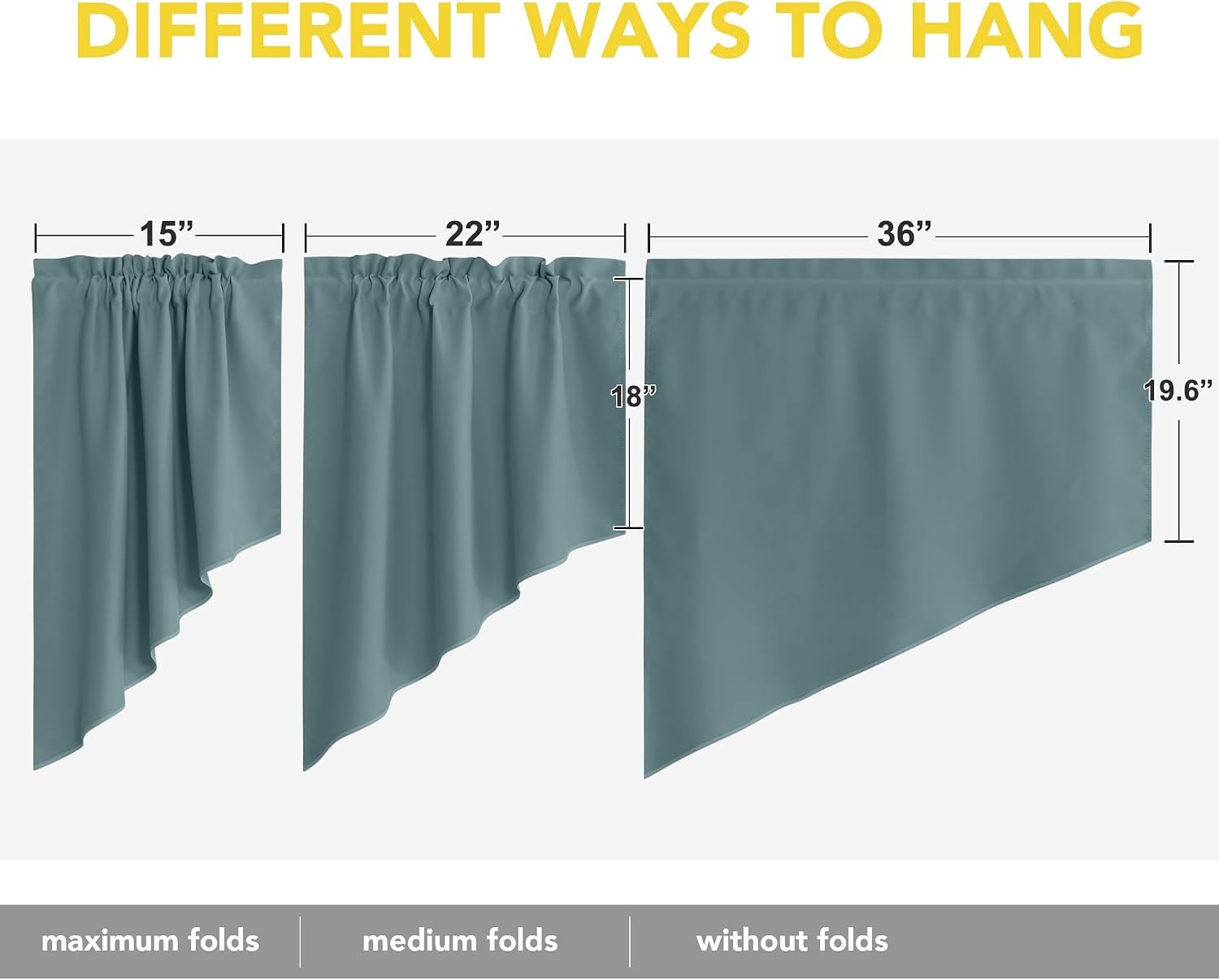 image:imageNICETOWN Blackout Window Treatment Pole Pocket Kitchen Tier Curtains Tailored Scalloped ValanceSwags for Living Room One Pair 36 Wide by 63inches Long Each Panel GreyGreyish Blue