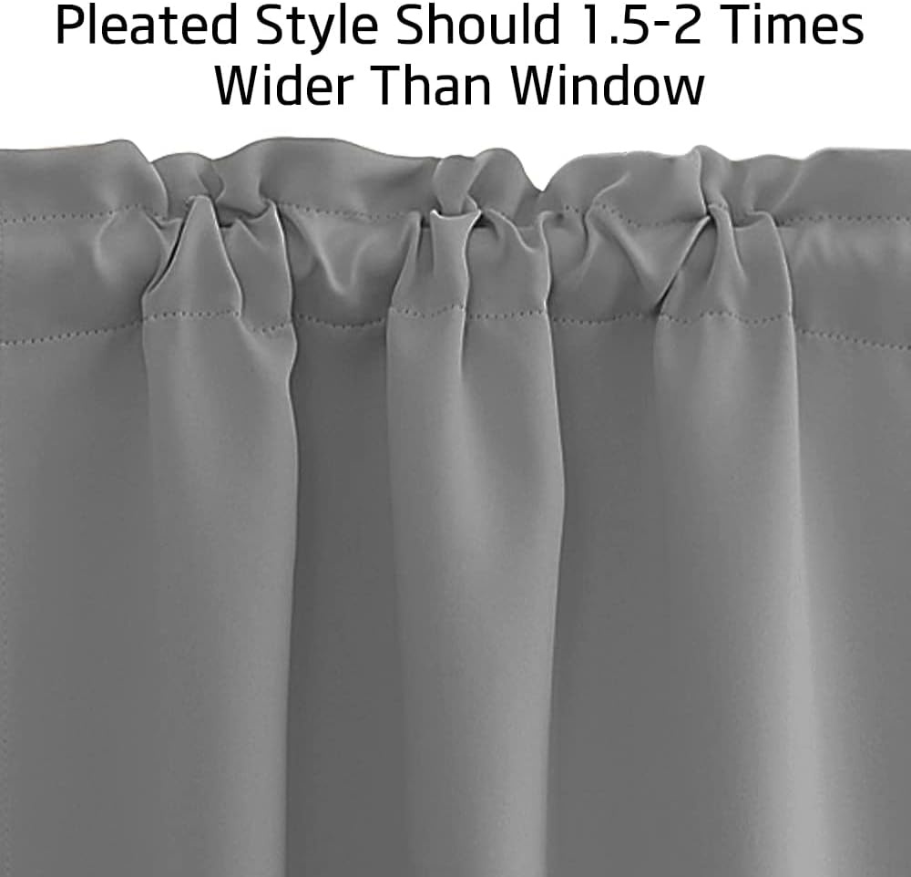 image:imageNICETOWN Blackout Window Treatment Pole Pocket Kitchen Tier Curtains Tailored Scalloped ValanceSwags for Living Room One Pair 36 Wide by 63inches Long Each Panel GreySilver Grey