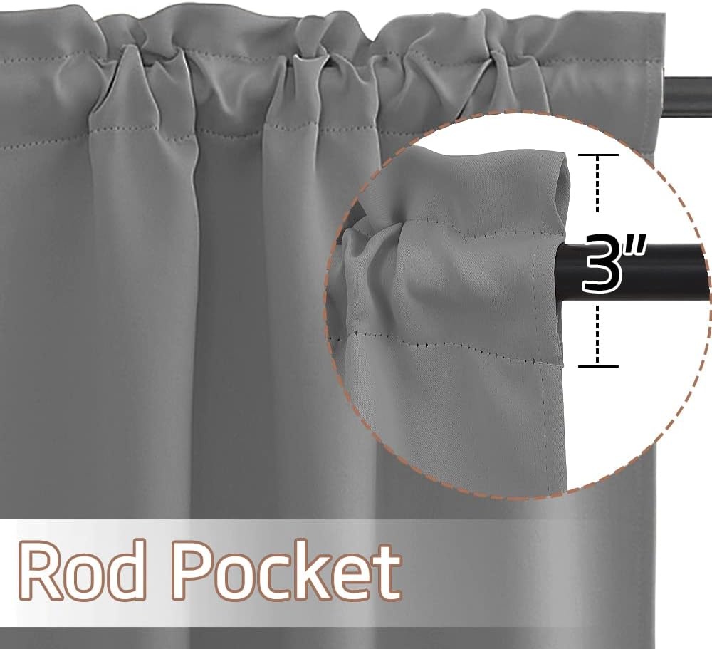 image:imageNICETOWN Blackout Window Treatment Pole Pocket Kitchen Tier Curtains Tailored Scalloped ValanceSwags for Living Room One Pair 36 Wide by 63inches Long Each Panel GreySilver Grey