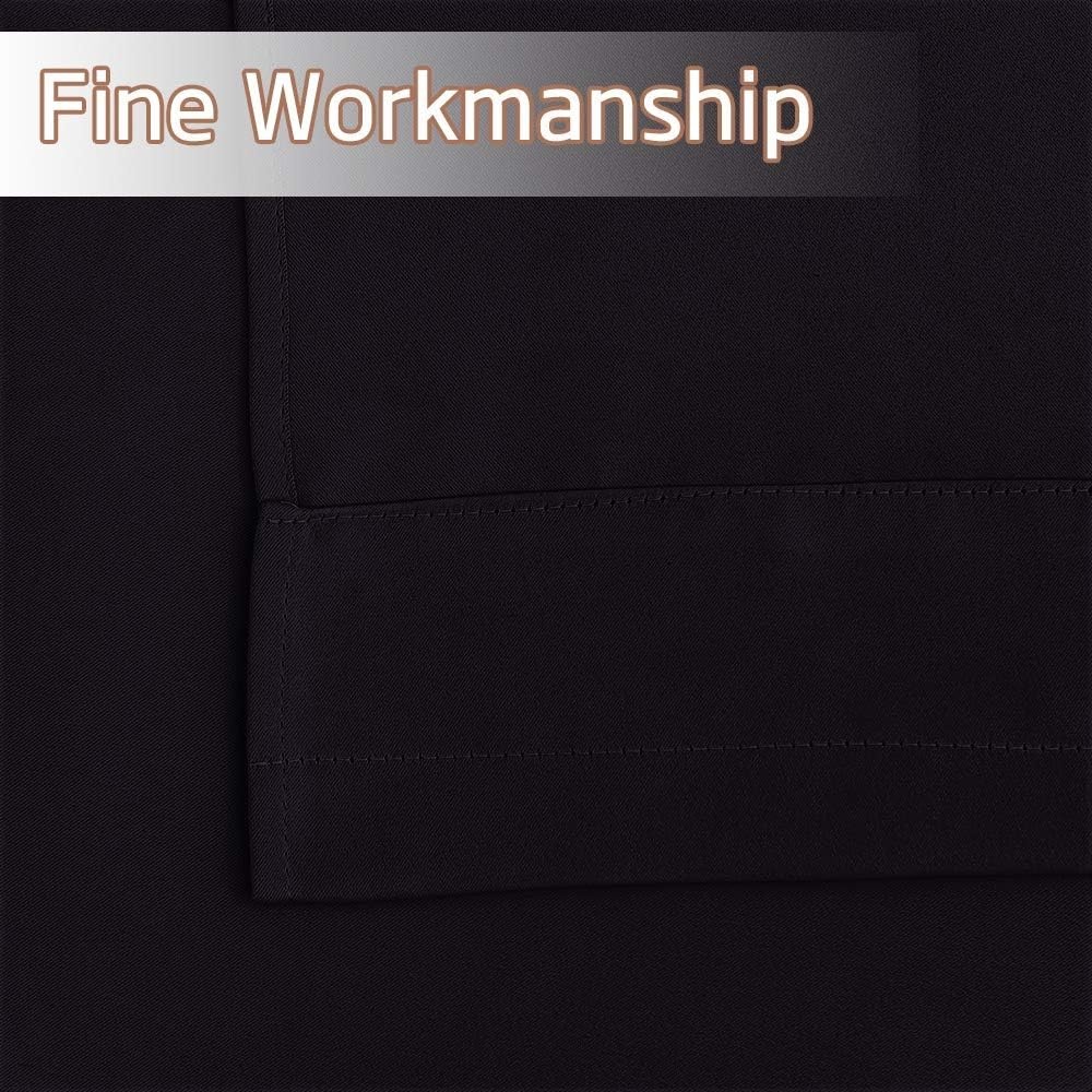 image:imageNICETOWN Blackout Window Treatment Pole Pocket Kitchen Tier Curtains Tailored Scalloped ValanceSwags for Living Room One Pair 36 Wide by 63inches Long Each Panel GreyBlack