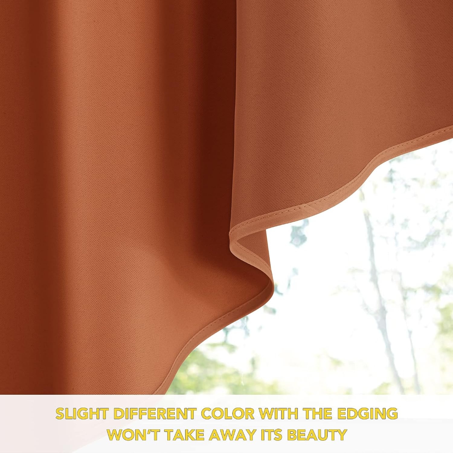 image:imageNICETOWN Blackout Window Treatment Pole Pocket Kitchen Tier Curtains Tailored Scalloped ValanceSwags for Living Room One Pair 36 Wide by 63inches Long Each Panel GreyBurnt Orange
