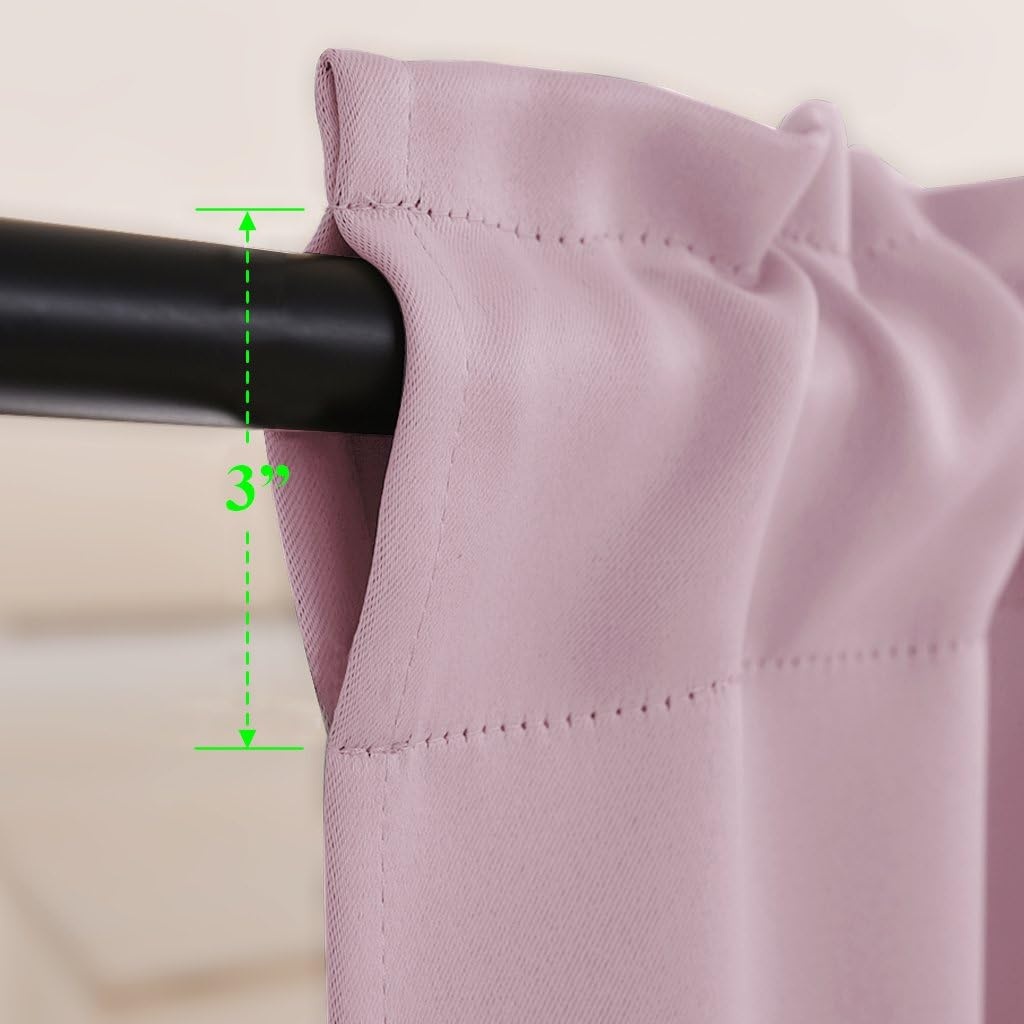 image:imageNICETOWN Blackout Window Treatment Pole Pocket Kitchen Tier Curtains Tailored Scalloped ValanceSwags for Living Room One Pair 36 Wide by 63inches Long Each Panel GreyPink