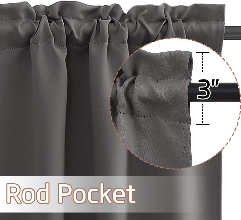 image:imageNICETOWN Blackout Window Treatment Pole Pocket Kitchen Tier Curtains Tailored Scalloped ValanceSwags for Living Room One Pair 36 Wide by 63inches Long Each Panel GreyGrey