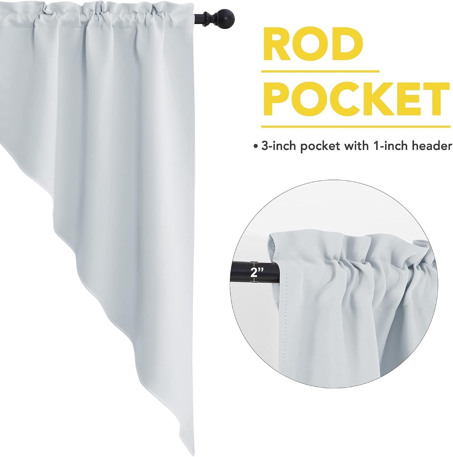 image:imageNICETOWN Blackout Window Treatment Pole Pocket Kitchen Tier Curtains Tailored Scalloped ValanceSwags for Living Room One Pair 36 Wide by 63inches Long Each Panel GreyGreyish White